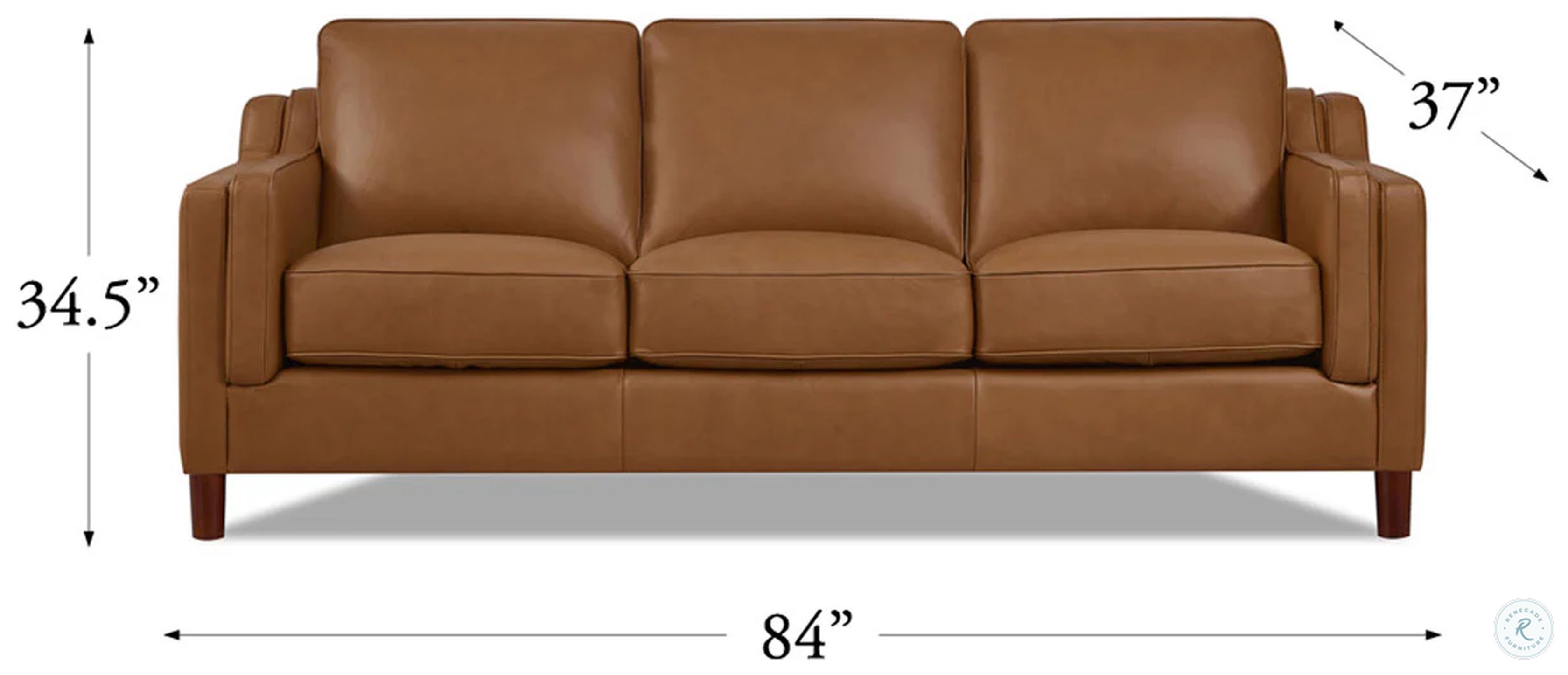 Isla Cognac Leather 84" Sofa