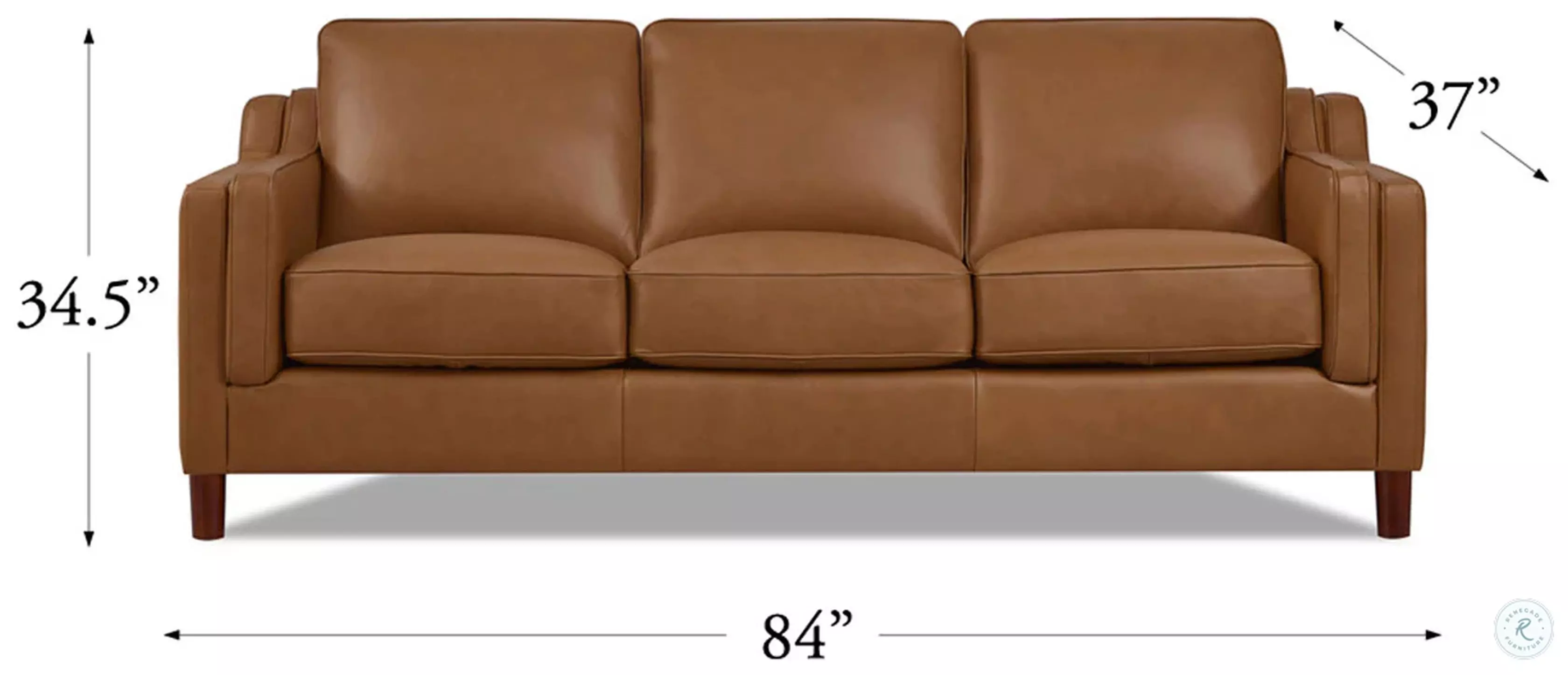 Isla Cognac Leather 84" Sofa