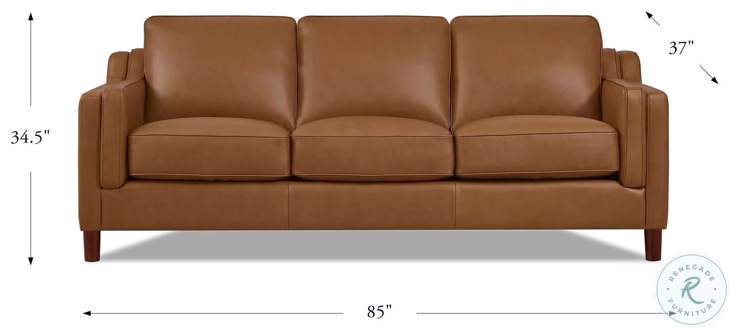 Isla Cognac Top Grain Leather Sofa