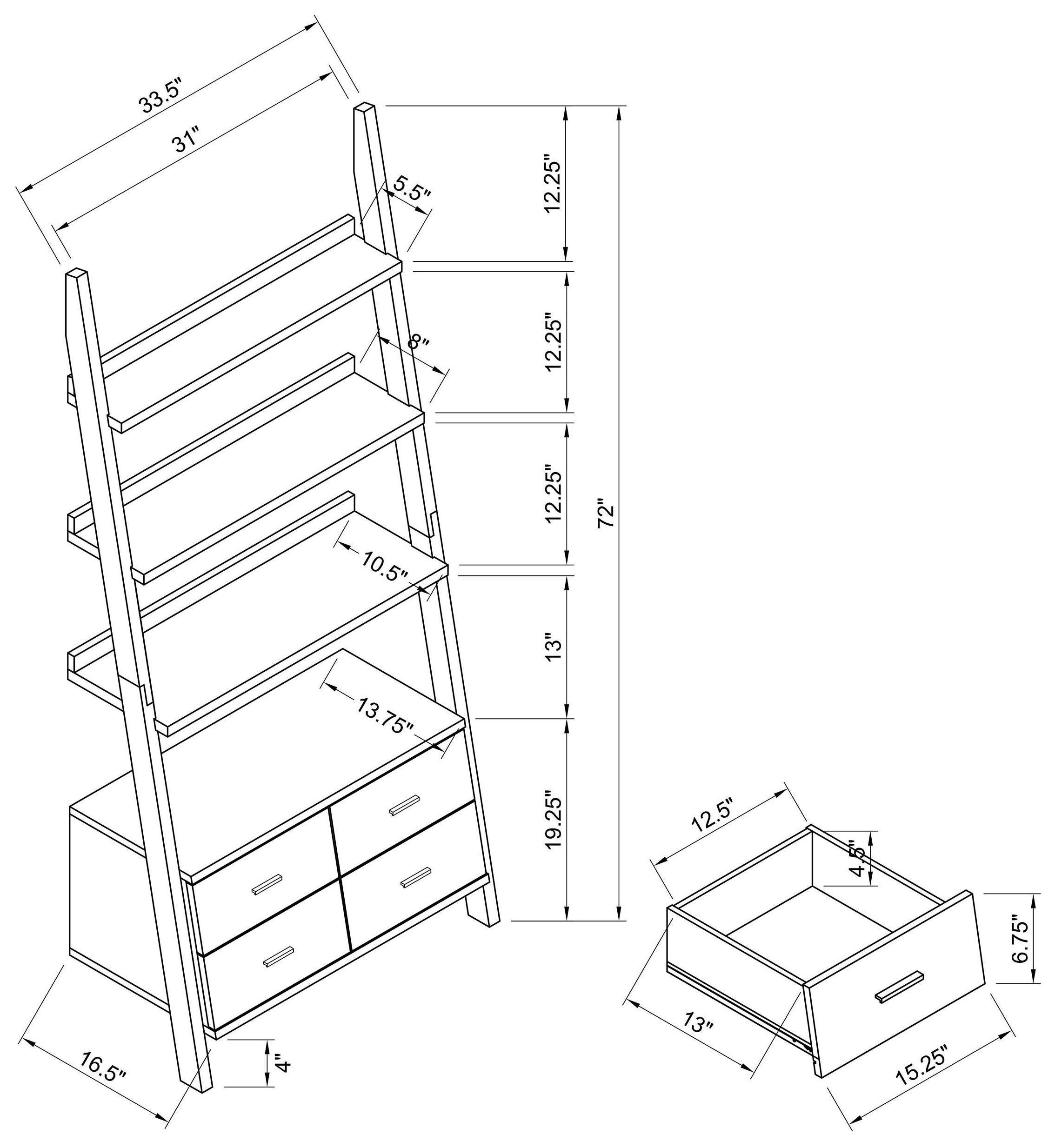 Bower Cappuccino Bookcase With Storage