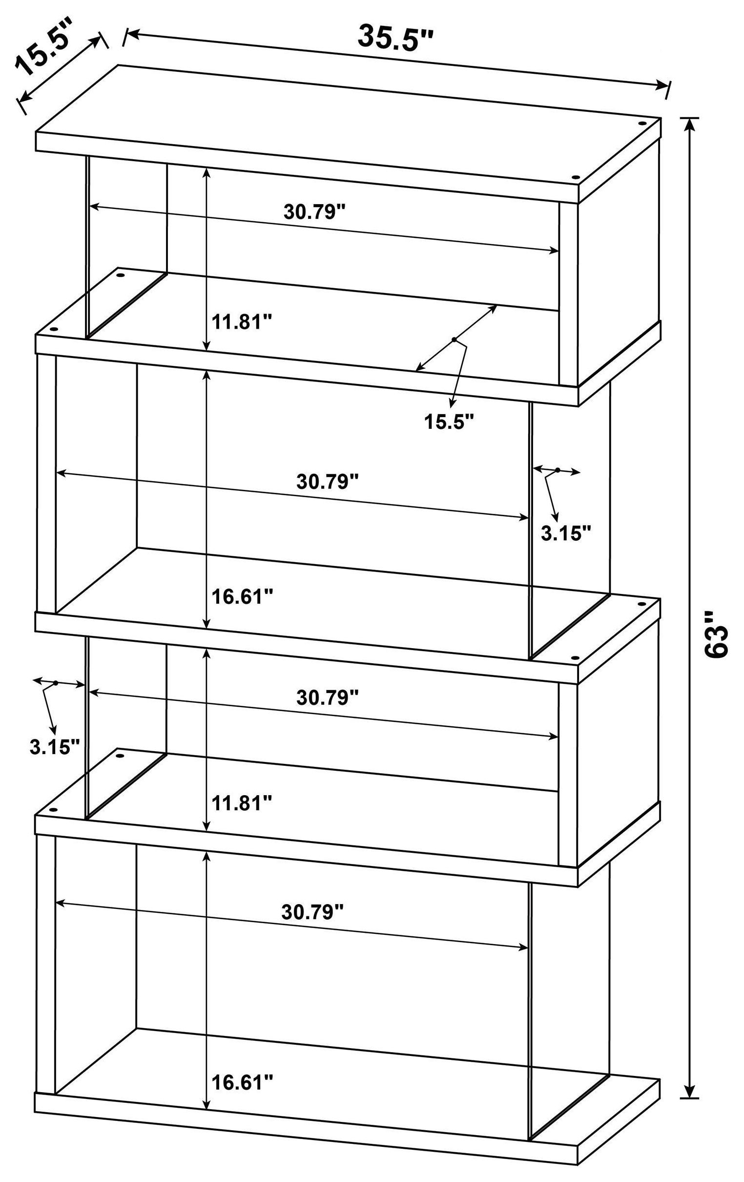 Emelle Black And Clear 4 Tier Bookcase