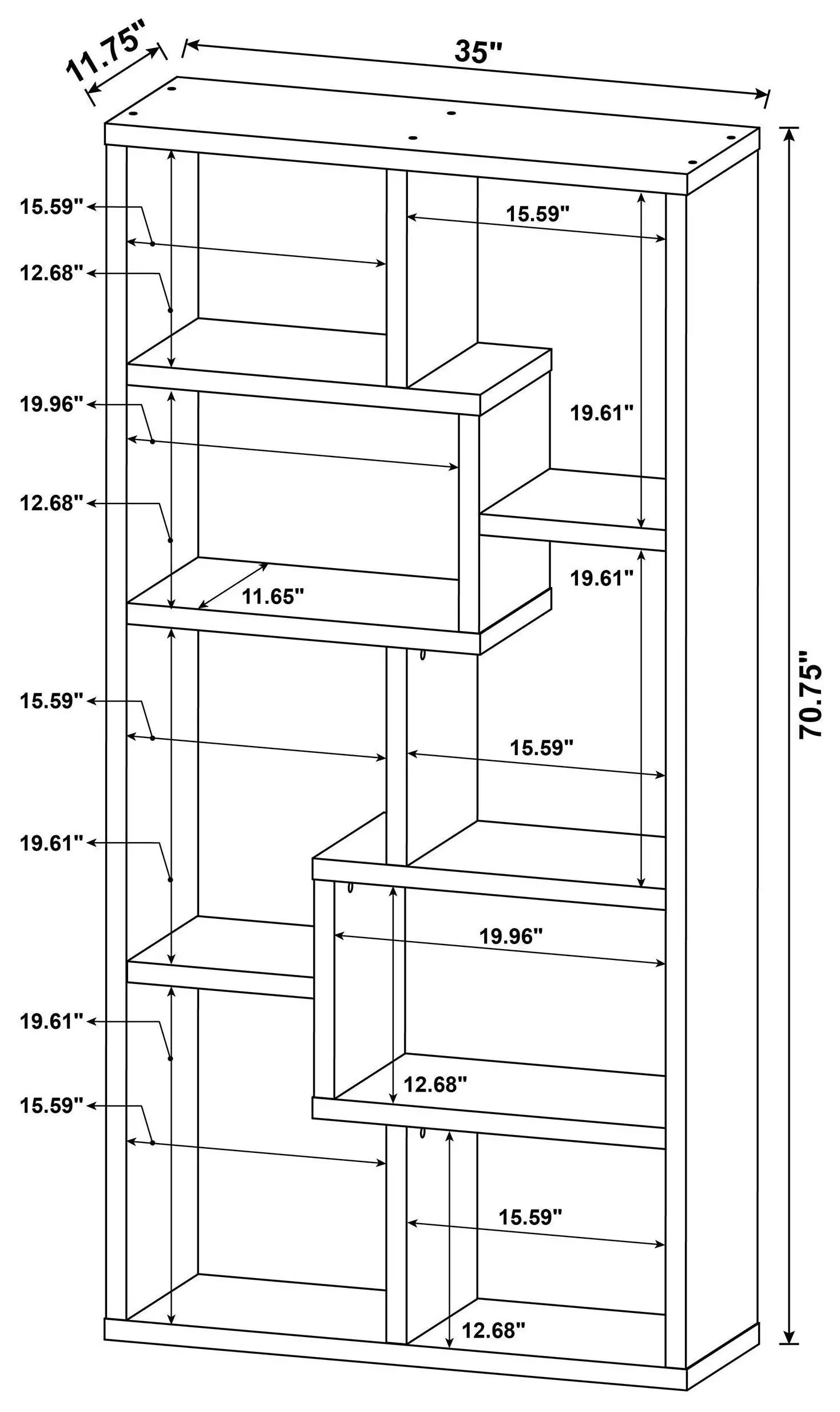 Theo Grey Driftwood 10 Shelf Bookcase