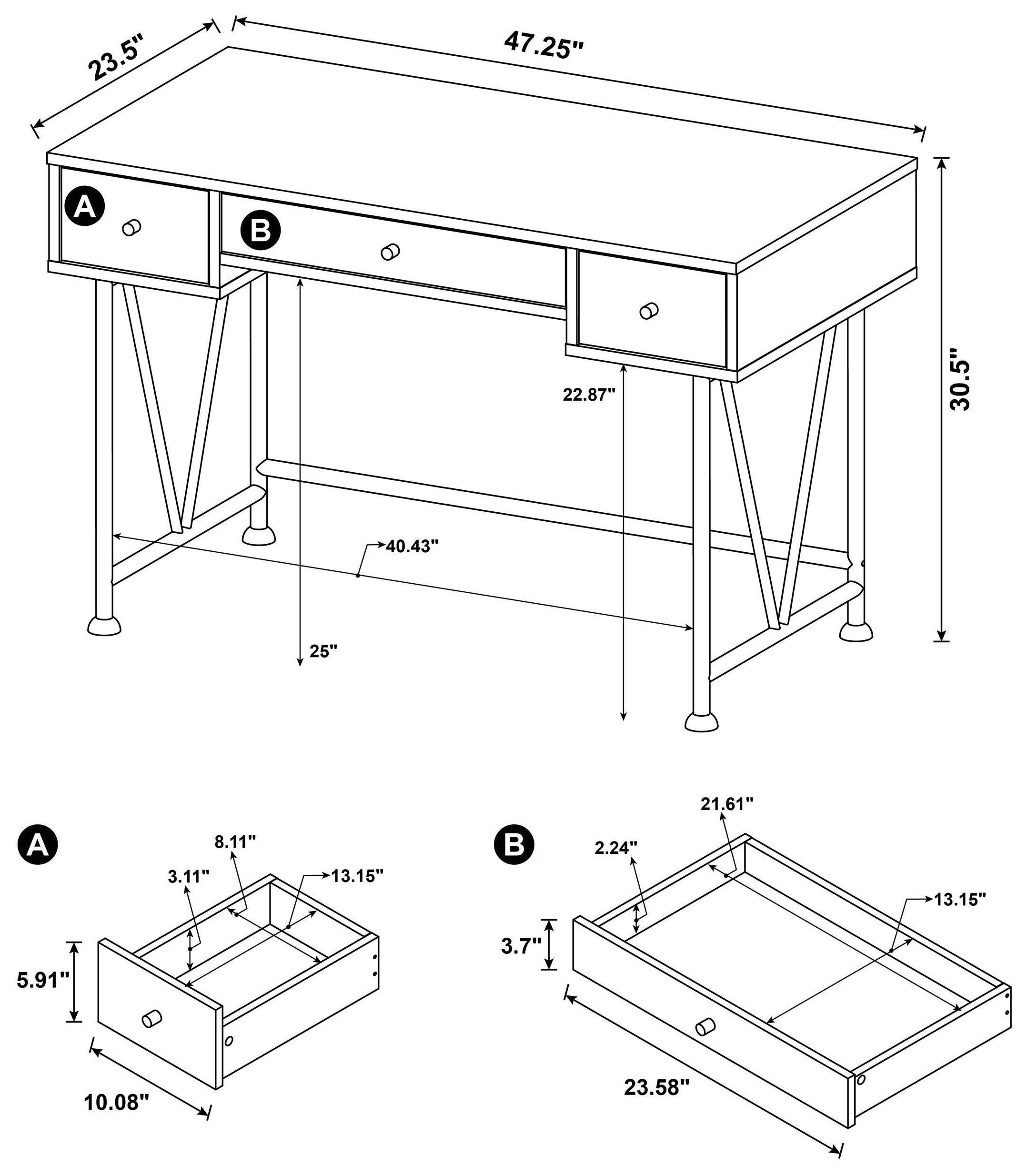 Analiese Antique Nutmeg and Black Writing Desk