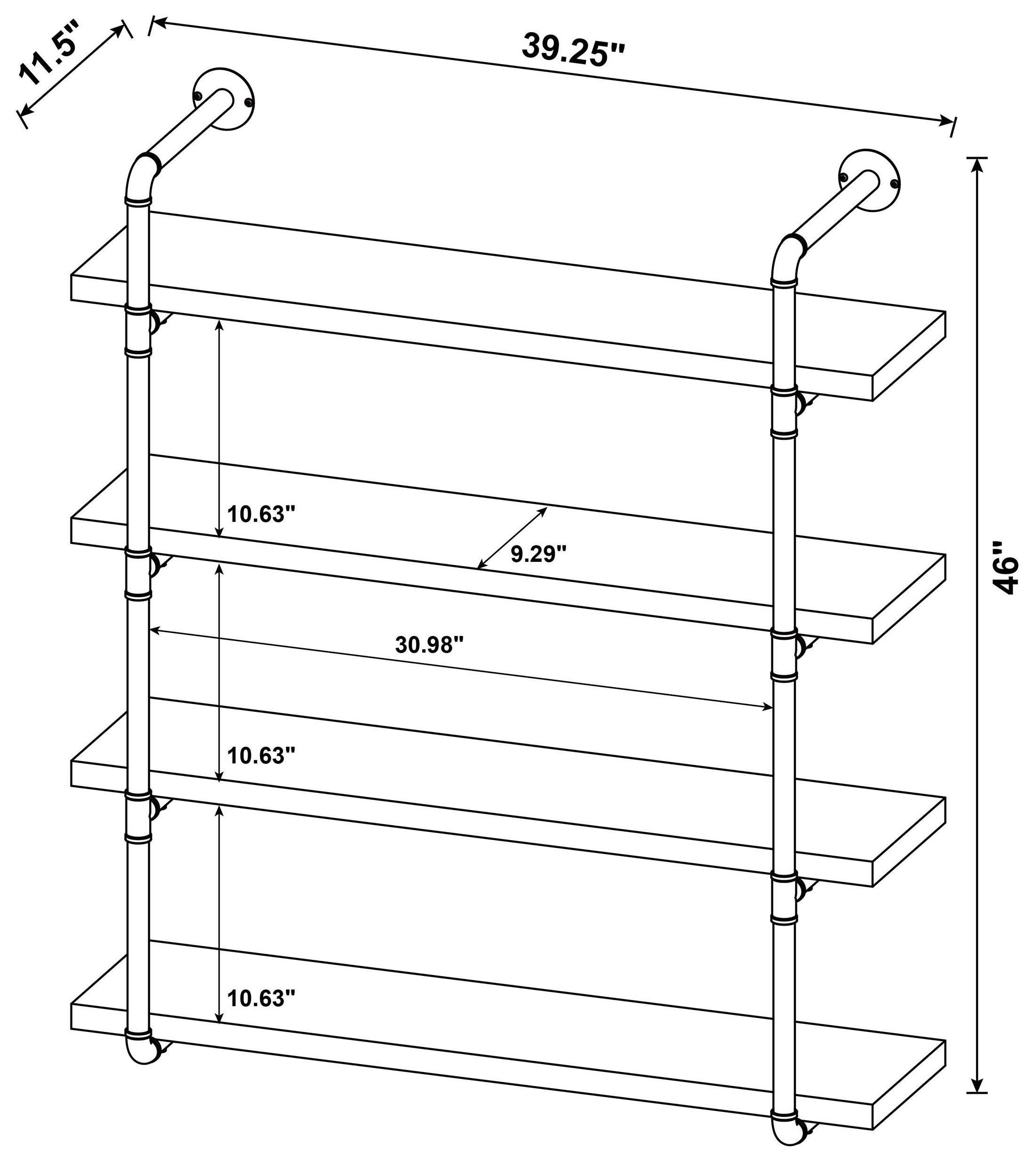 Elmcrest Black And Rustic Oak 40" Wall Shelf