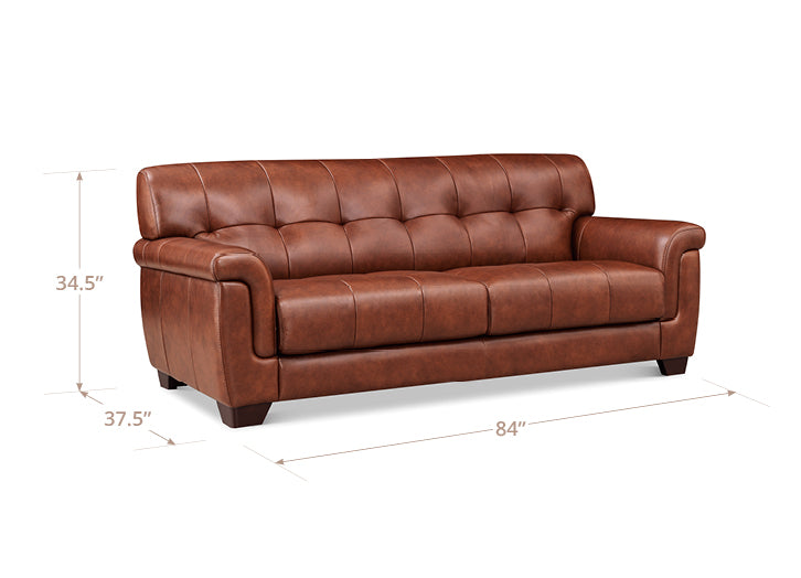 Langford Brandy Leather 84" Sofa