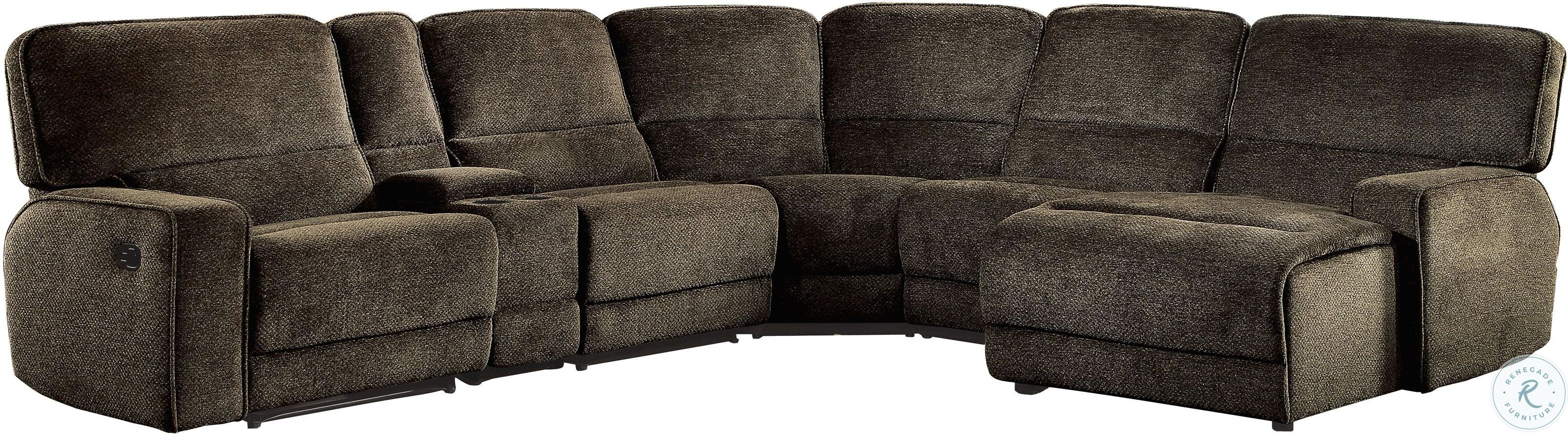 Shreveport Brown 6 Piece RAF Chaise Reclining Sectional From