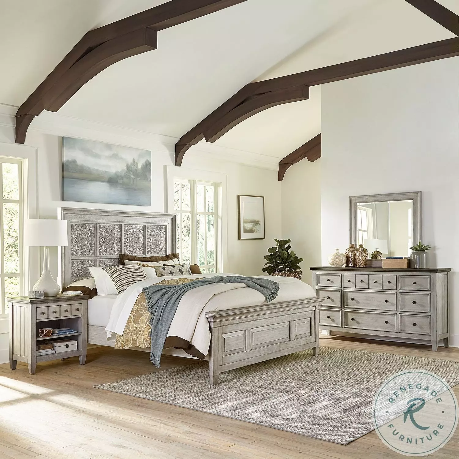 Heartland Antique White Decorative Panel Bedroom Set from Liberty | Coleman  Furniture, image size:1500x1500