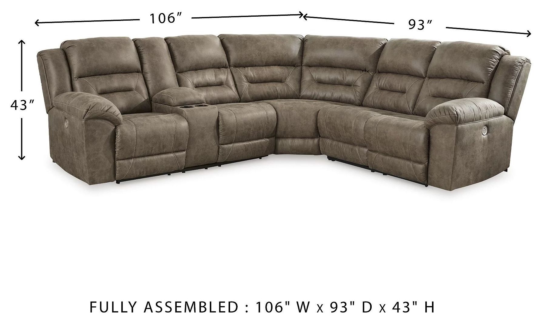 Ravenel Fossil 3 Piece Power Reclining Sectional From Ashley
