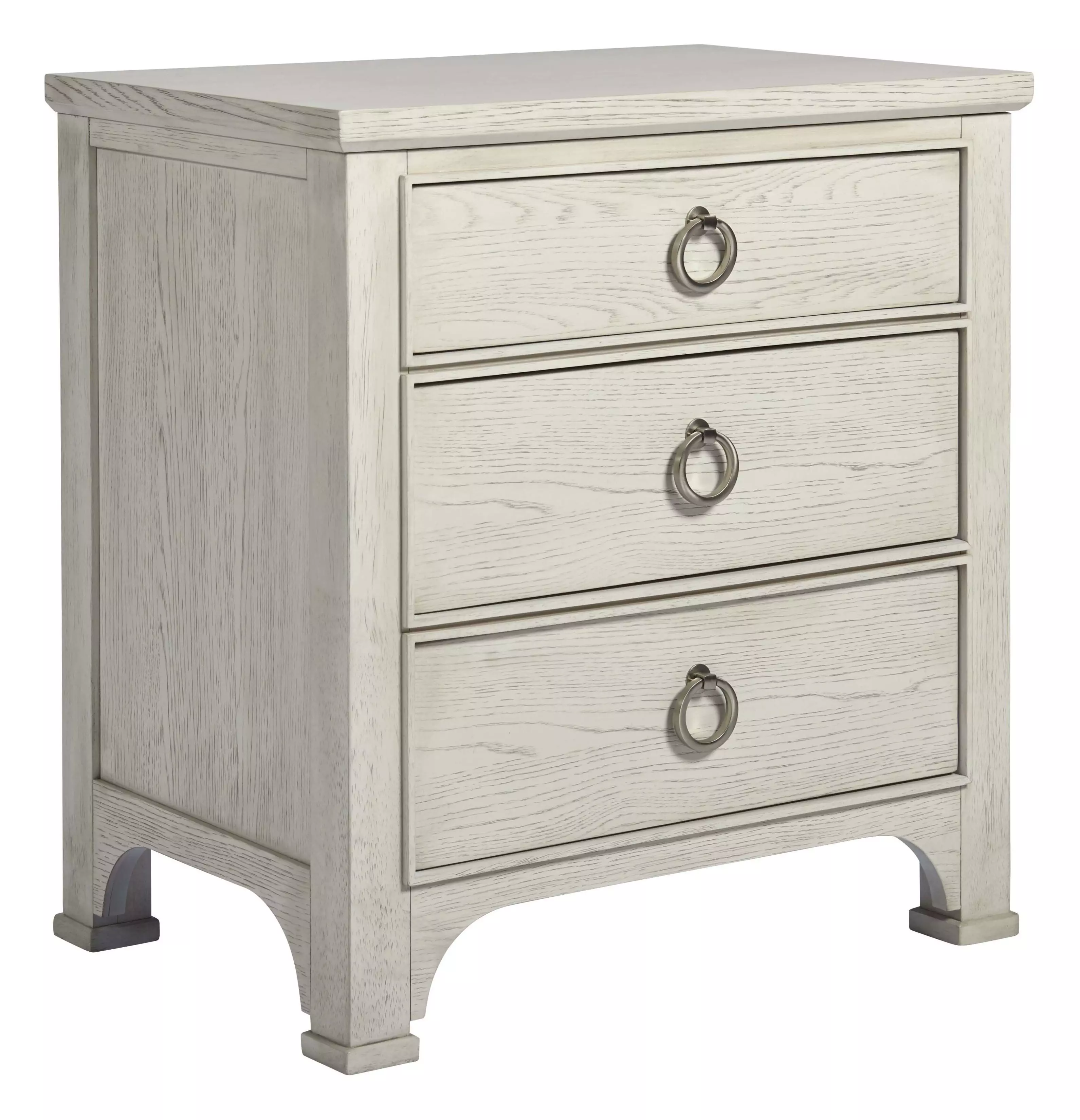 Hanna Coastal Beach White Wood Nightstand