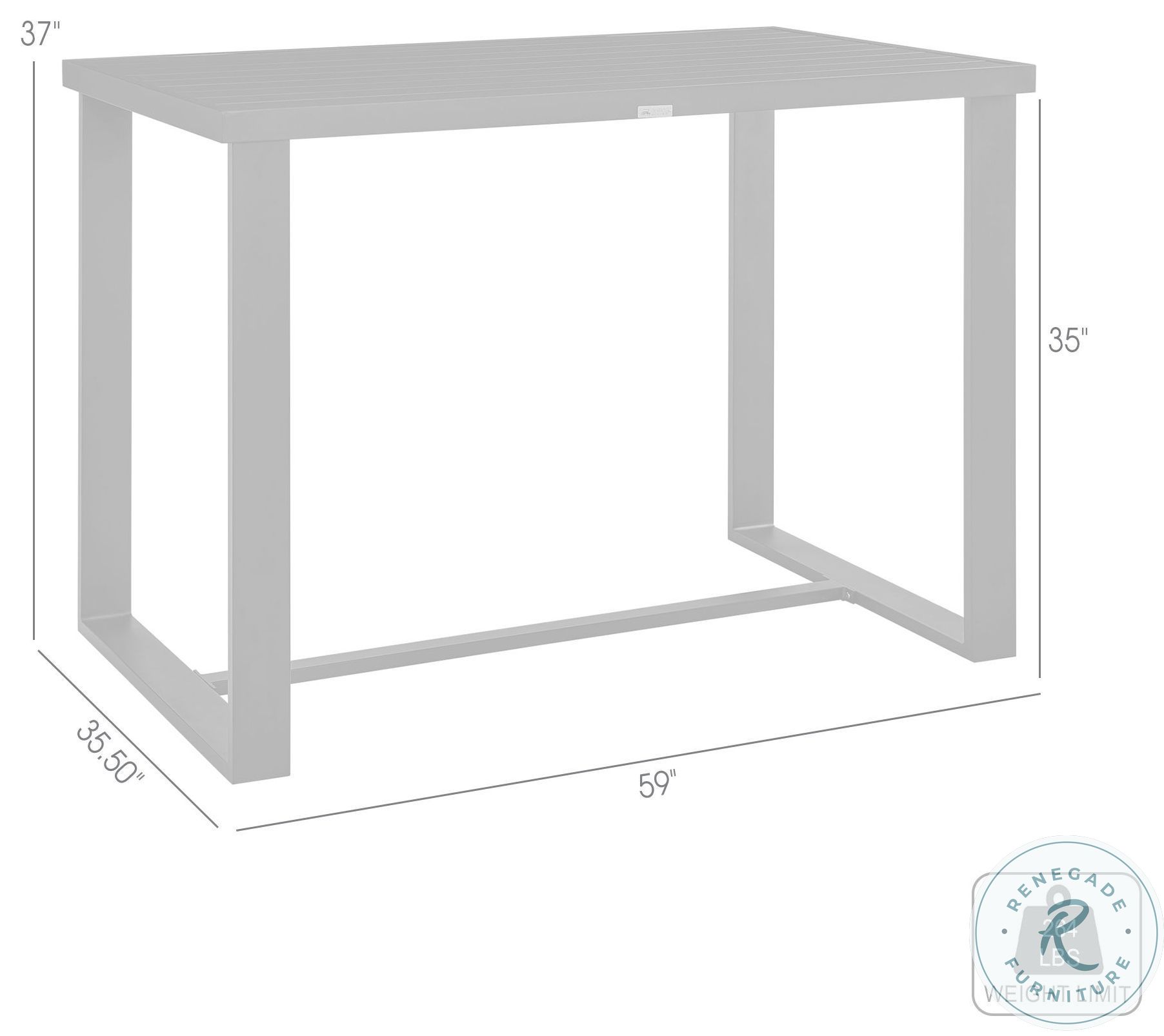 Alegria Black Outdoor 59" Rectangular Counter Height Dining Table