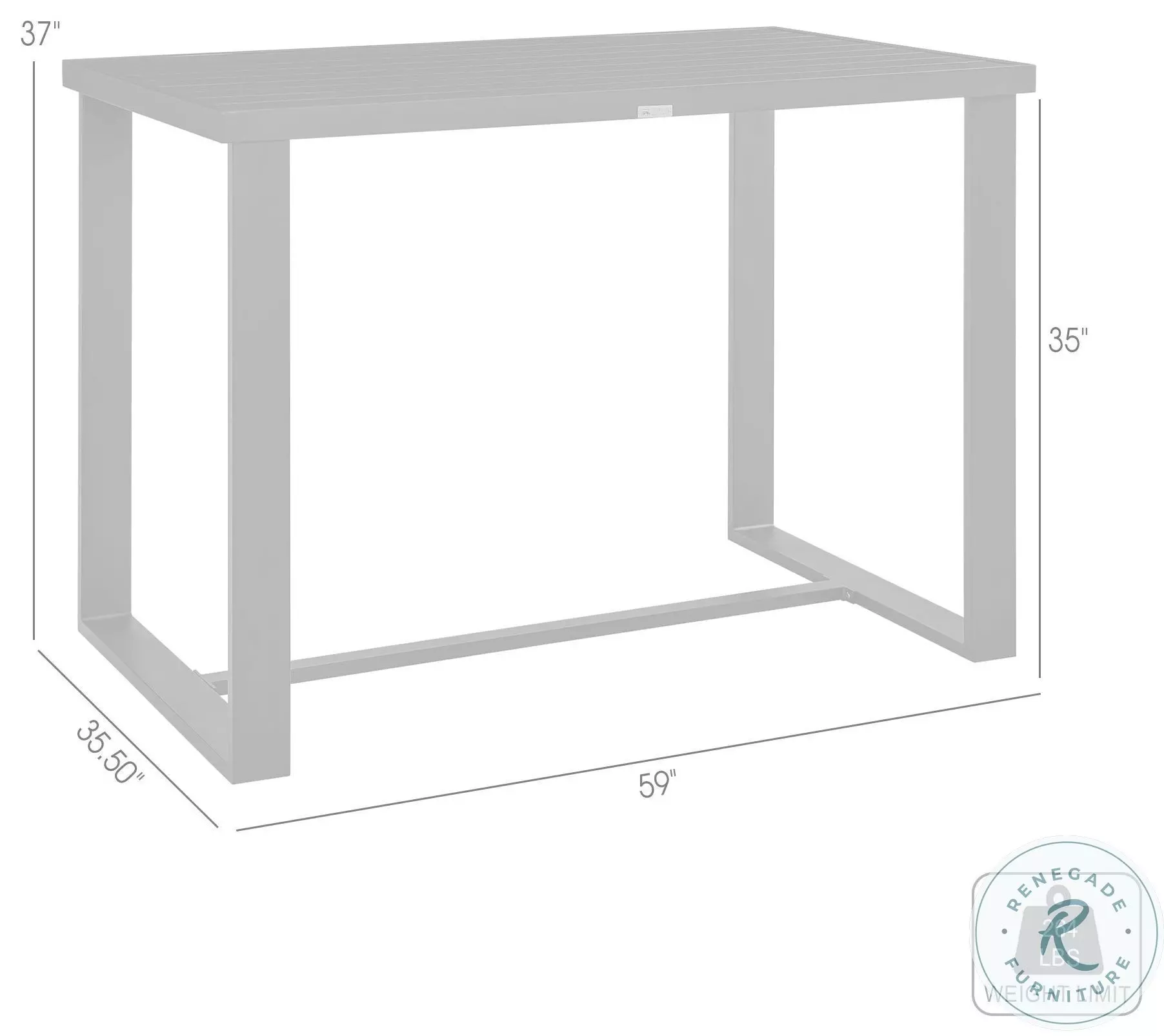 Alegria Black Outdoor 59" Rectangular Counter Height Dining Table