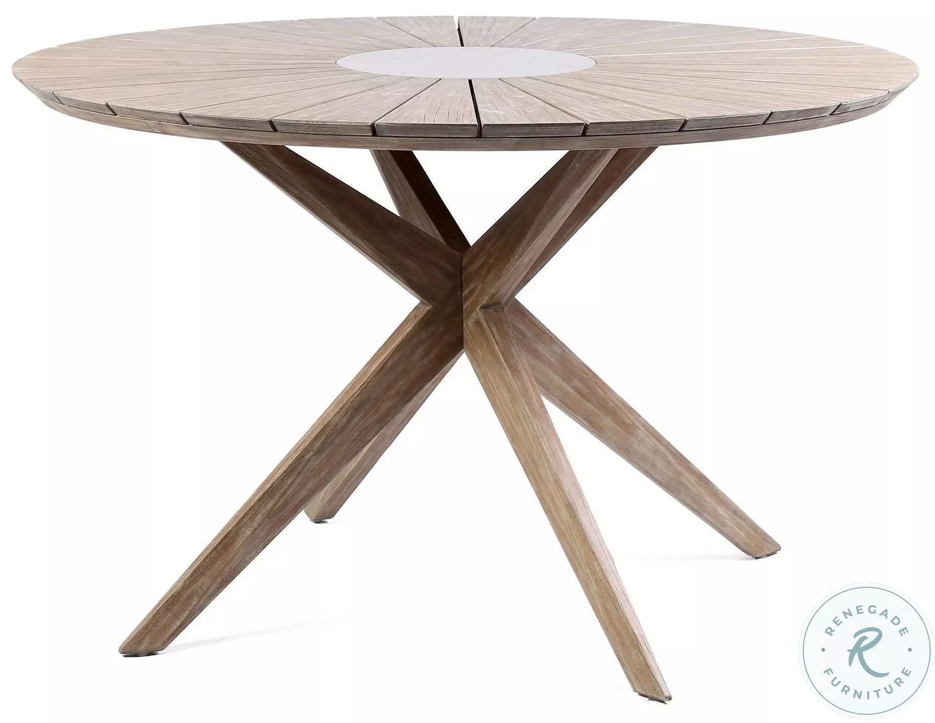 Sachi Light Brown Outdoor Round Dining Table From Armen Living