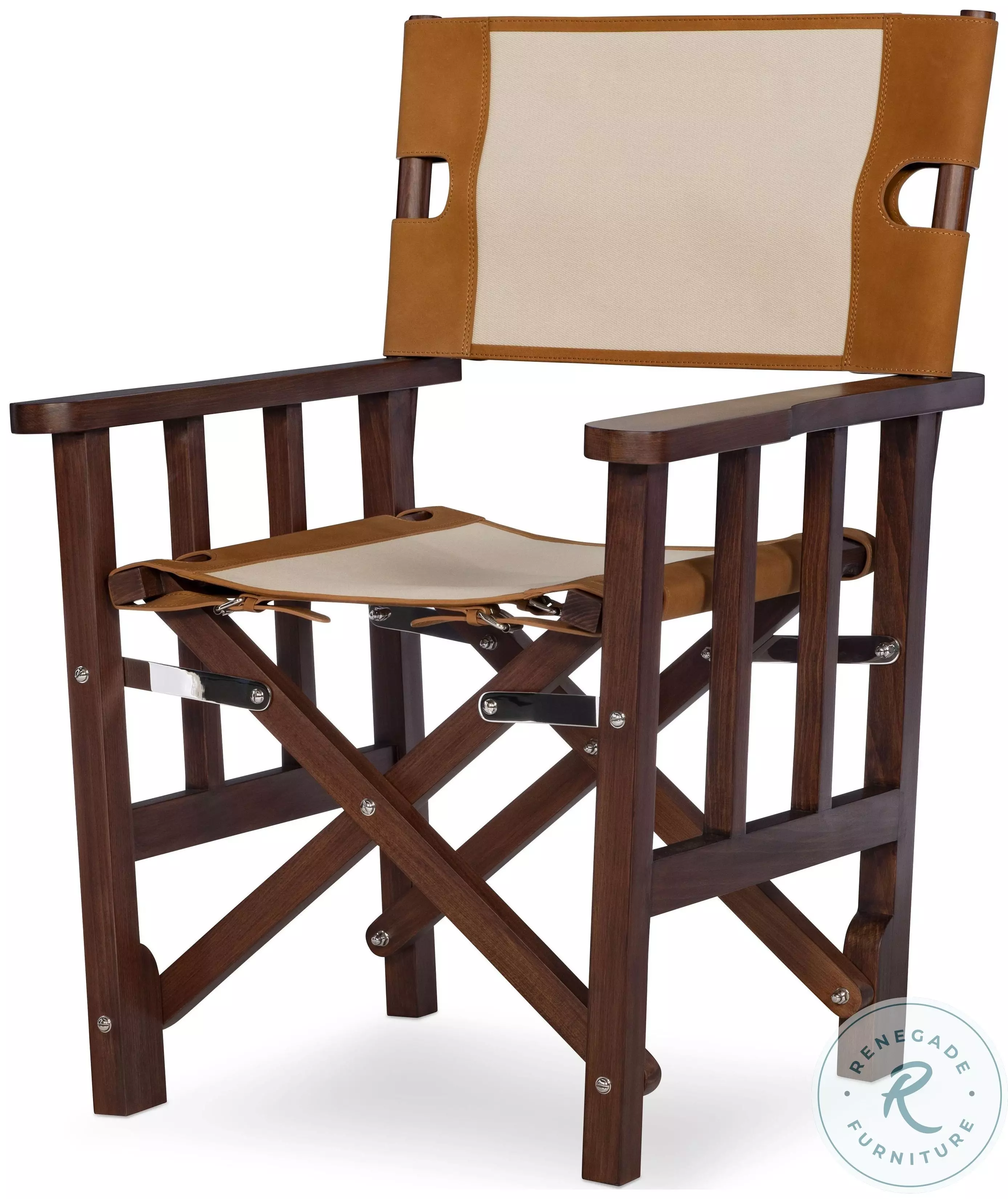 Felix Camel Leather And Cream Canvas Camp Chair From Maitland