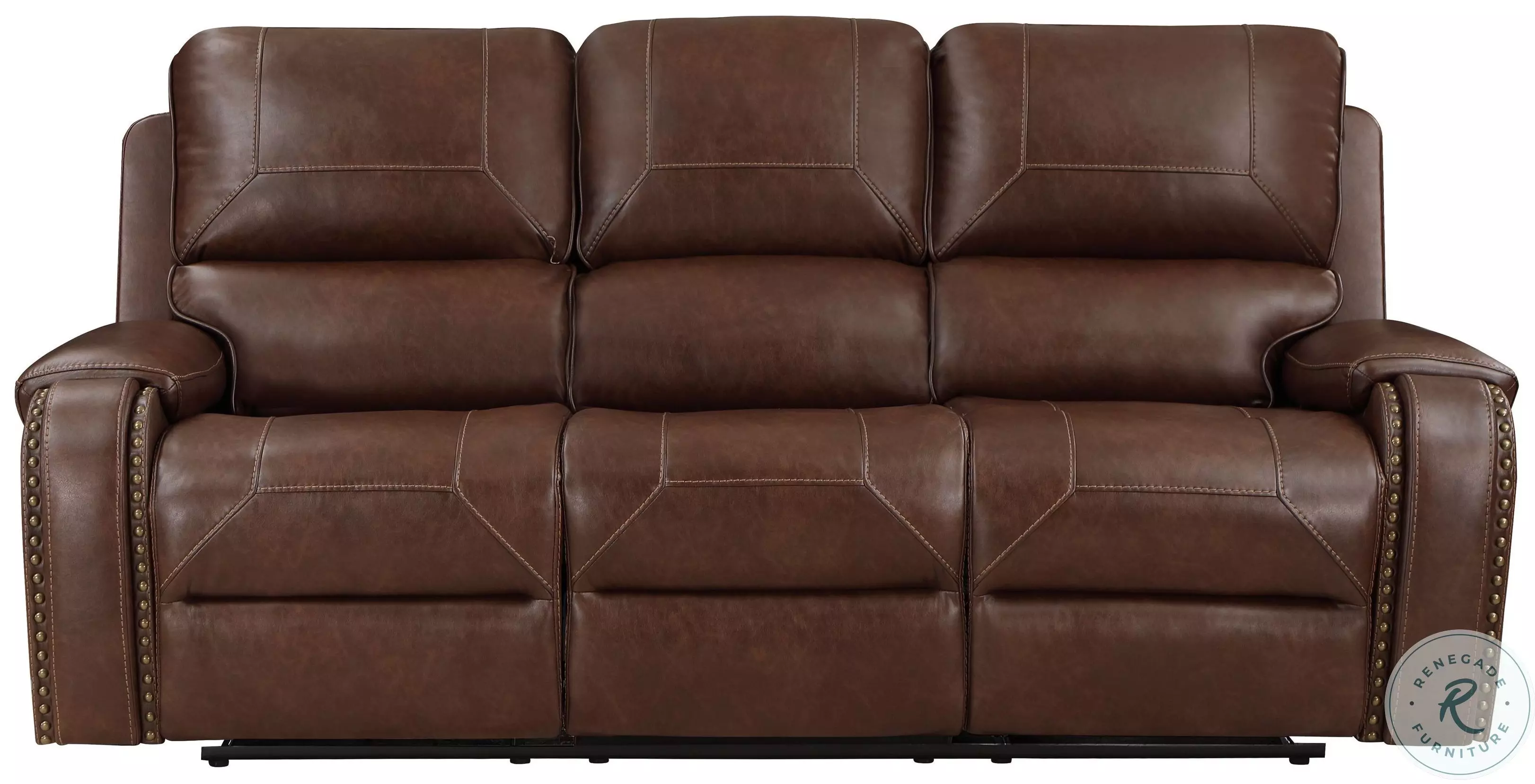 Newnan Brown Double Reclining Sofa with Center Drop-Down Cup