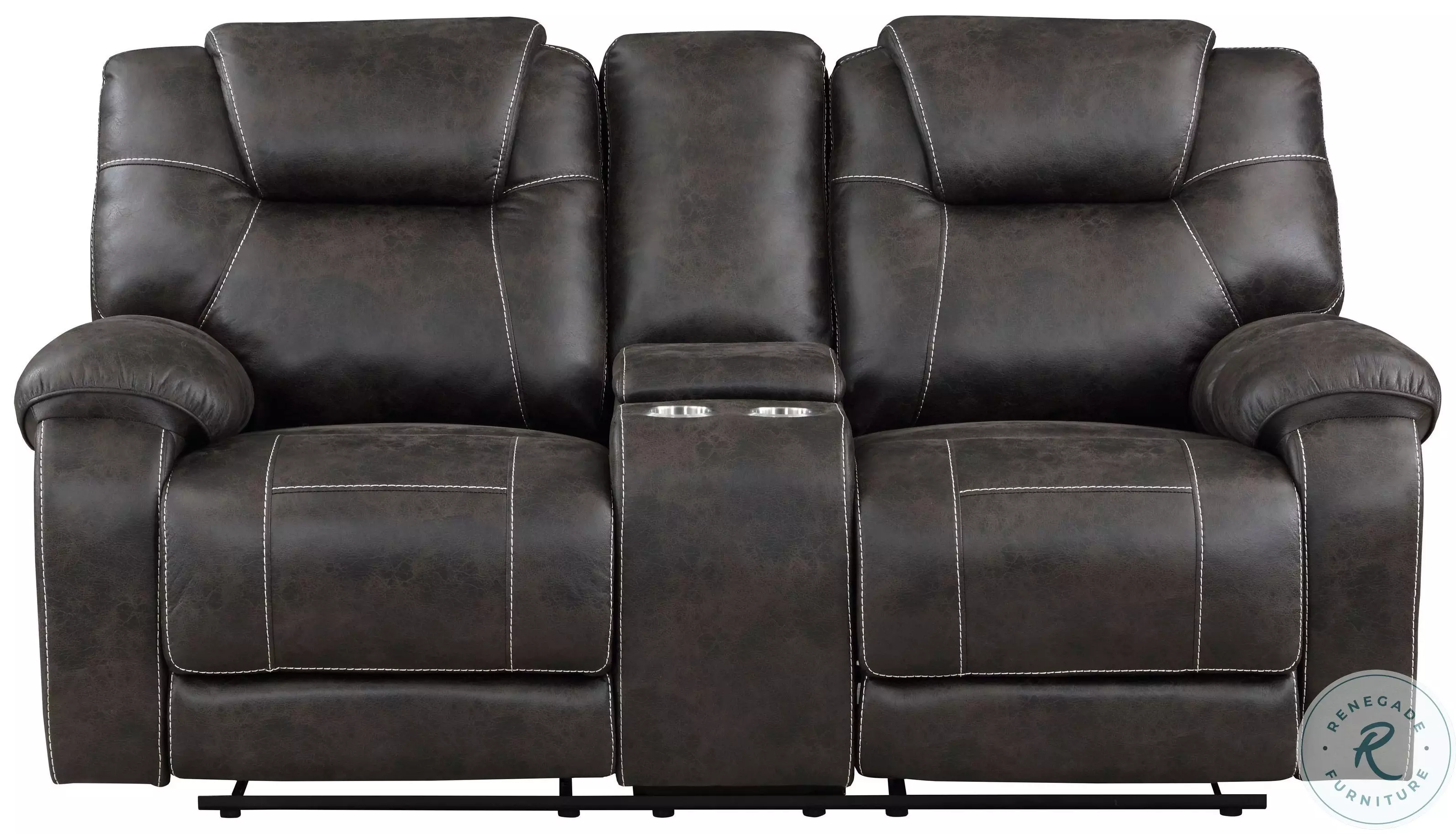Gainesville Chocolate Double Reclining Loveseat with Console From