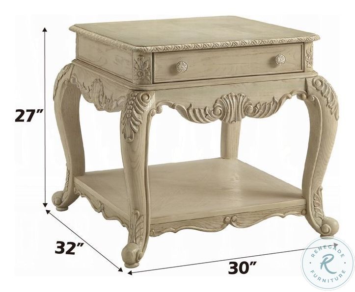 Ragenardus Antique White Rectangular End Table