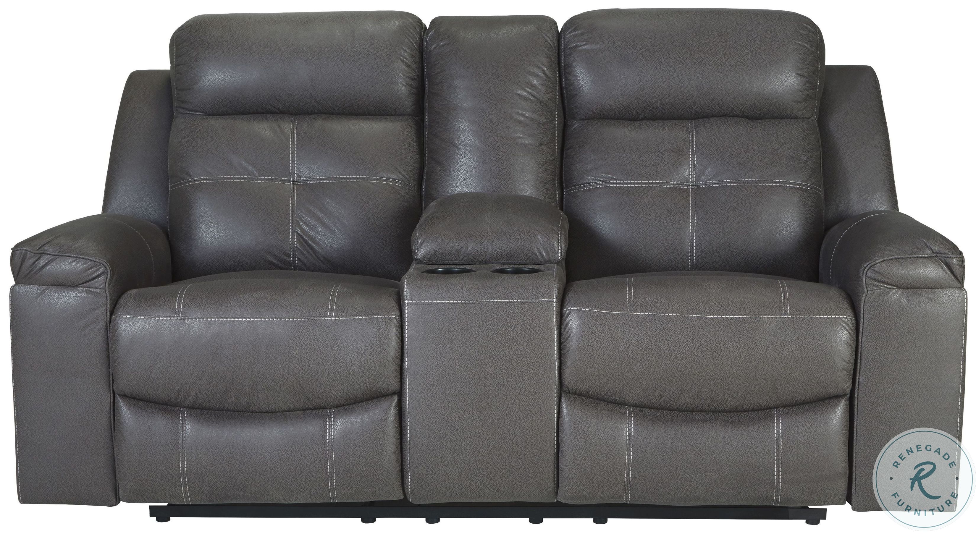 Jesolo Gray Double Reclining Console Loveseat from Ashley Coleman