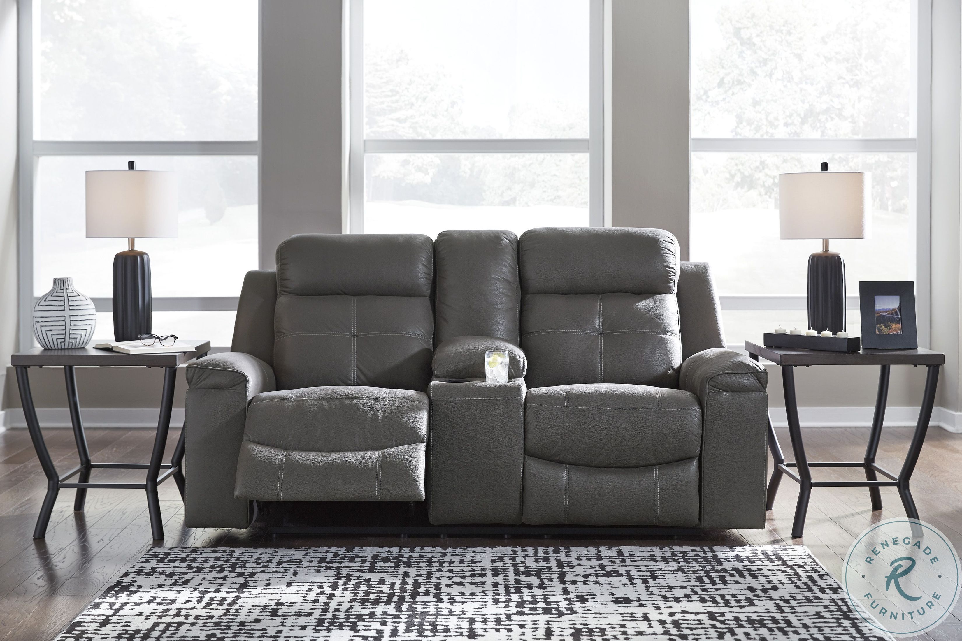 Jesolo Gray Double Reclining Console Loveseat from Ashley Coleman
