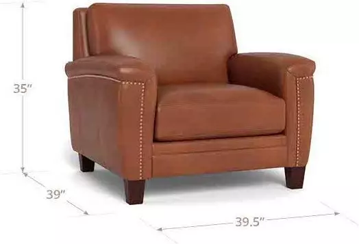 Sherwyn Nutmeg Leather Upholstered Accent Chair with Nailhead Trim
