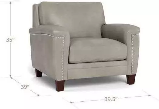 Sherwyn Stone Leather Upholstered Accent Chair with Nailhead Trim