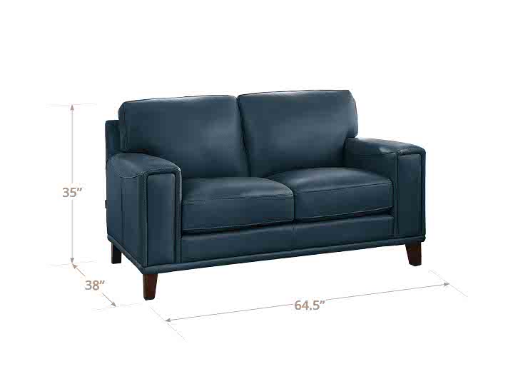 Halwyn Navy Leather 65" Loveseat