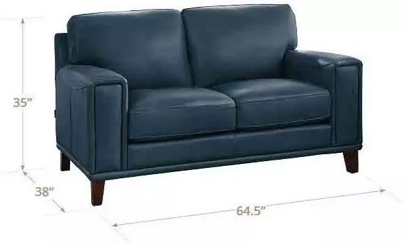 Halwyn Navy Leather 65" Loveseat