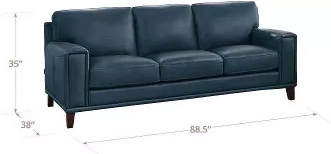Halwyn Navy Leather 89" Sofa