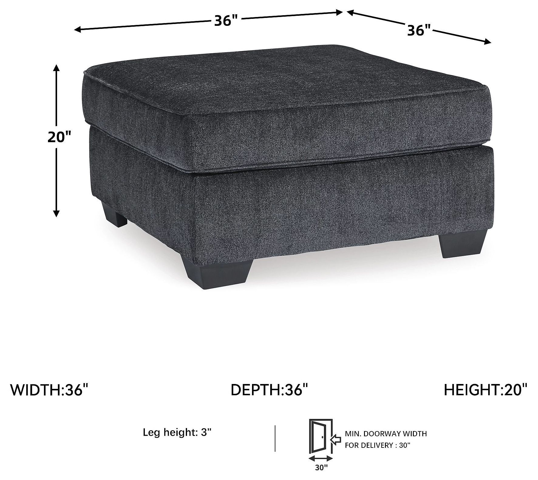 Altari Slate Oversized Accent Ottoman