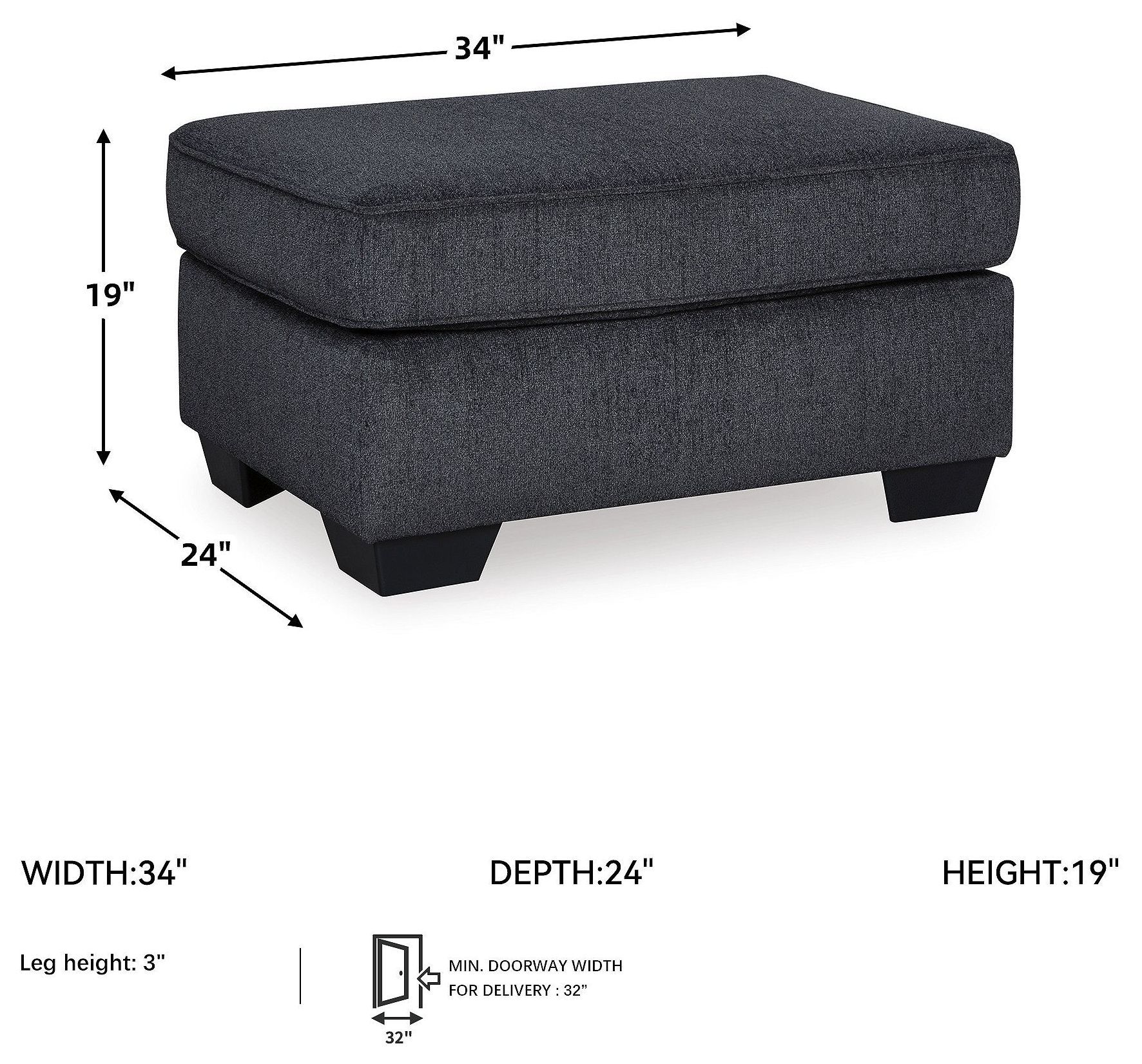 Altari Slate Ottoman