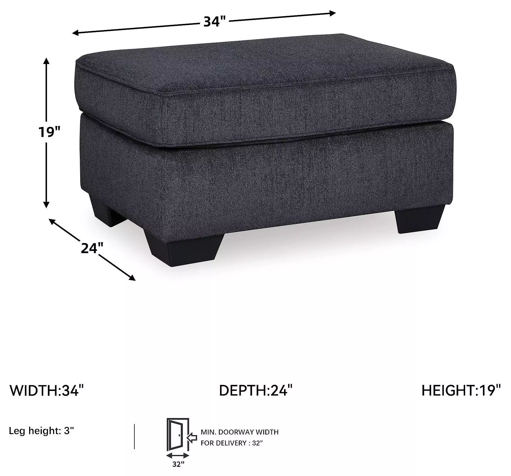 Altari Slate Ottoman