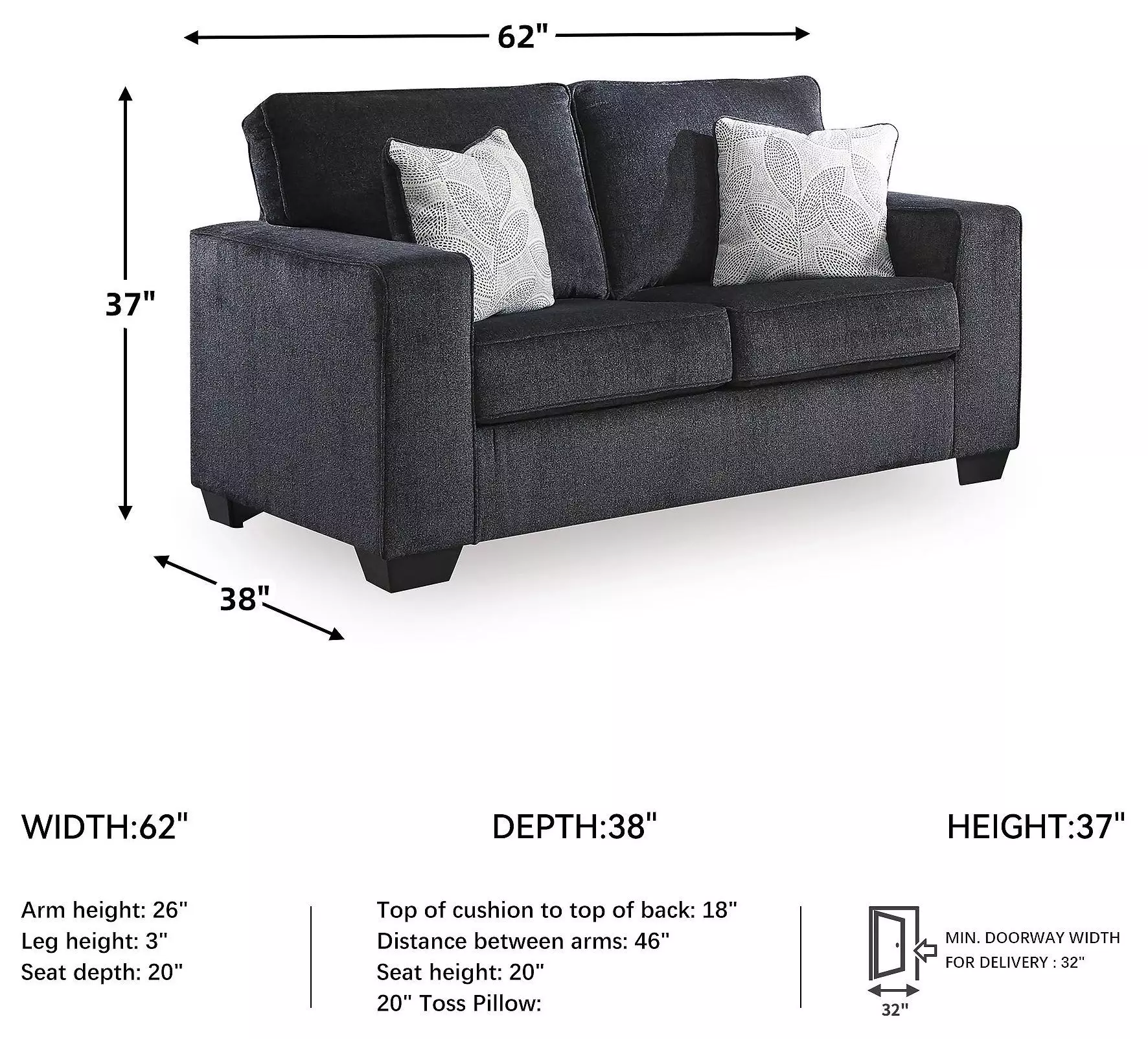 Altari Slate 62" Loveseat
