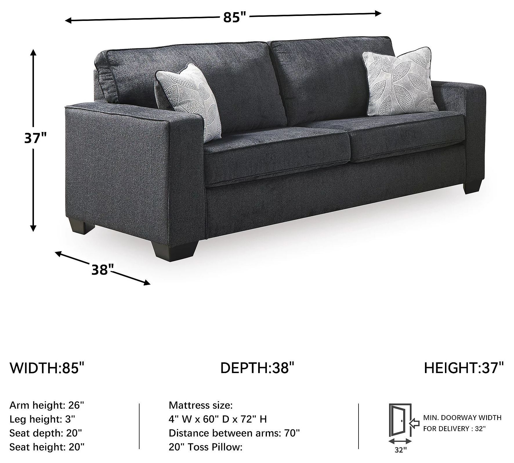 Altari Slate Queen Sofa Sleeper