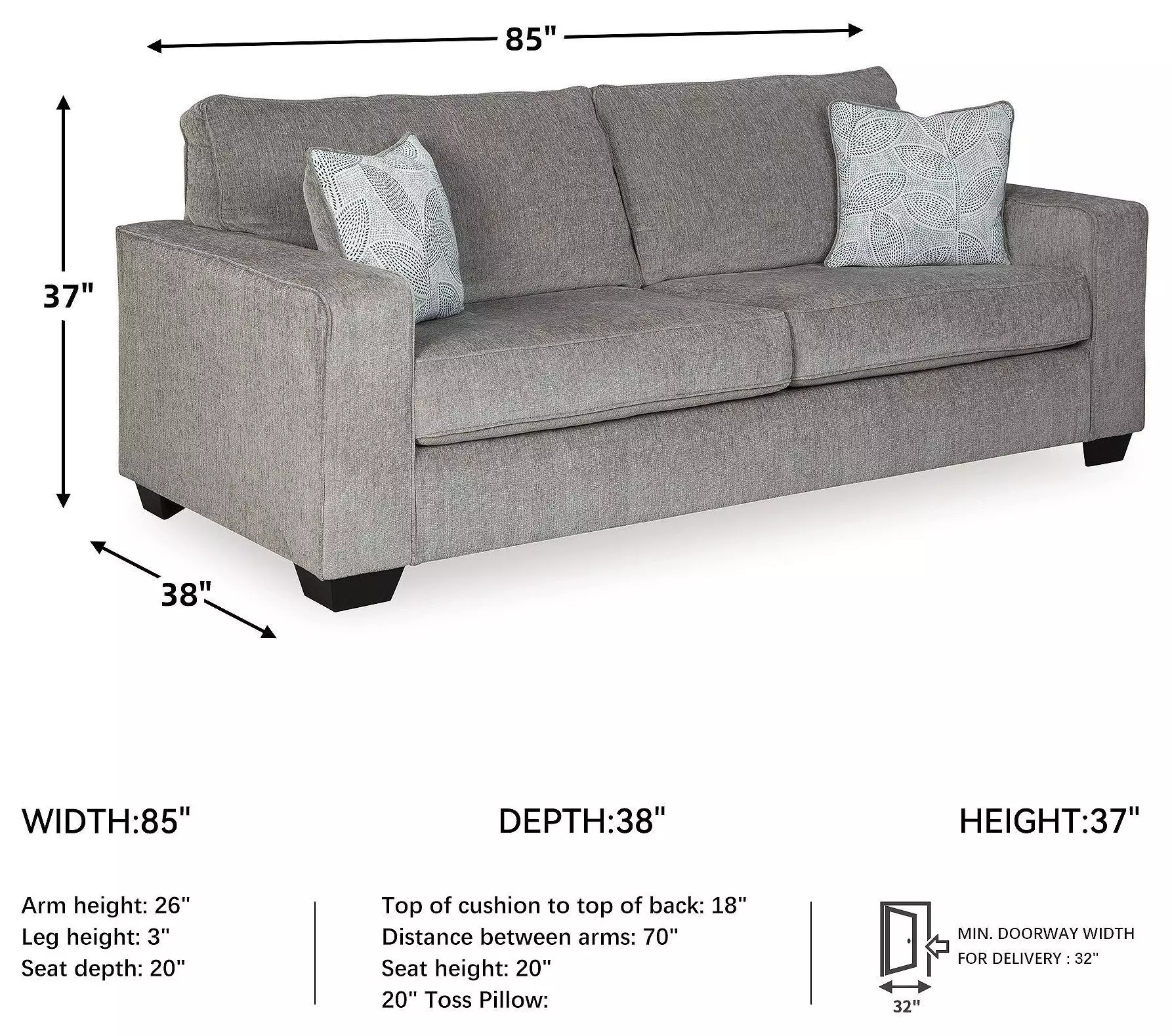 Altari Alloy Sofa 85"