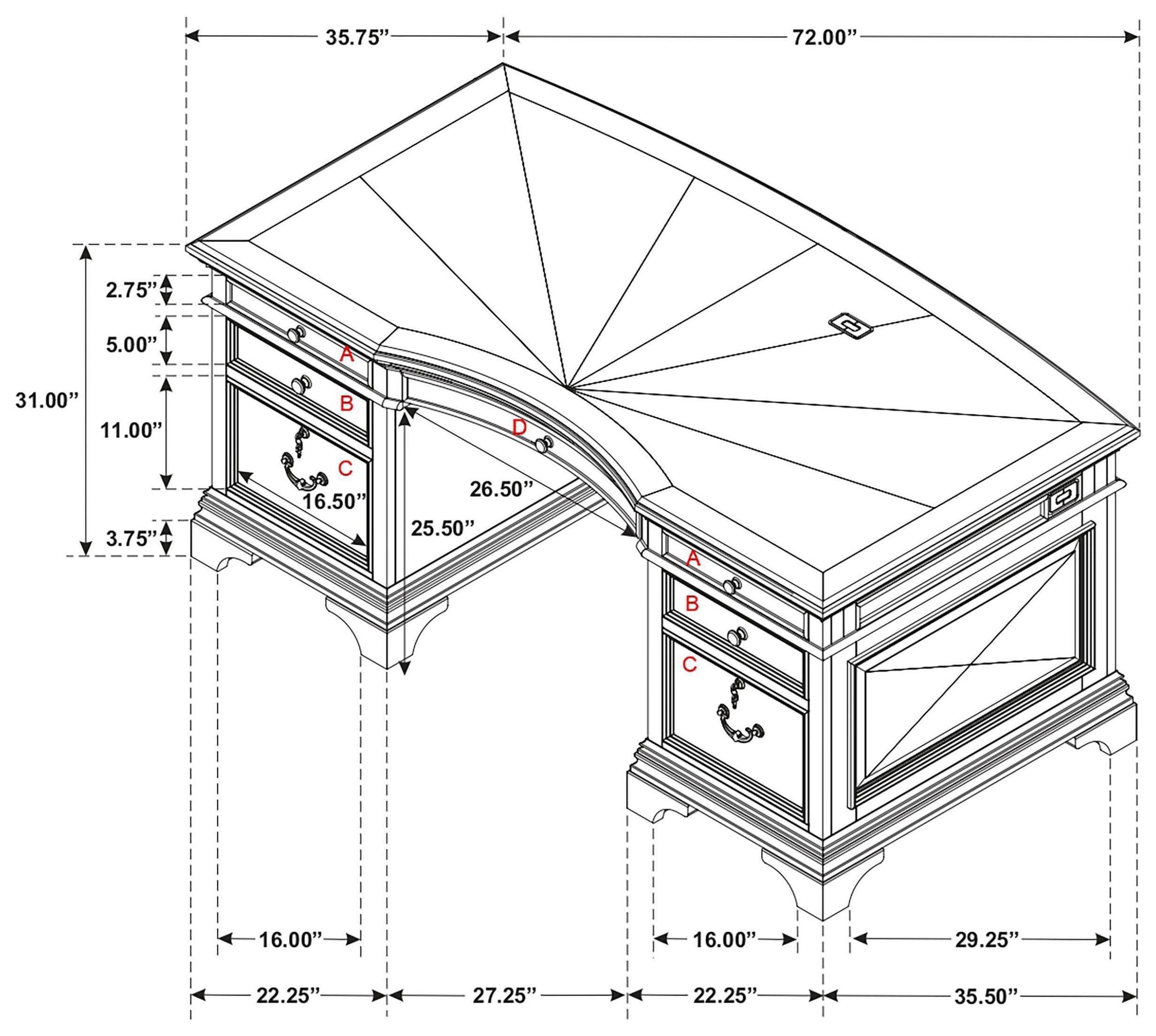 Hartshill Burnished Oak Executive Desk