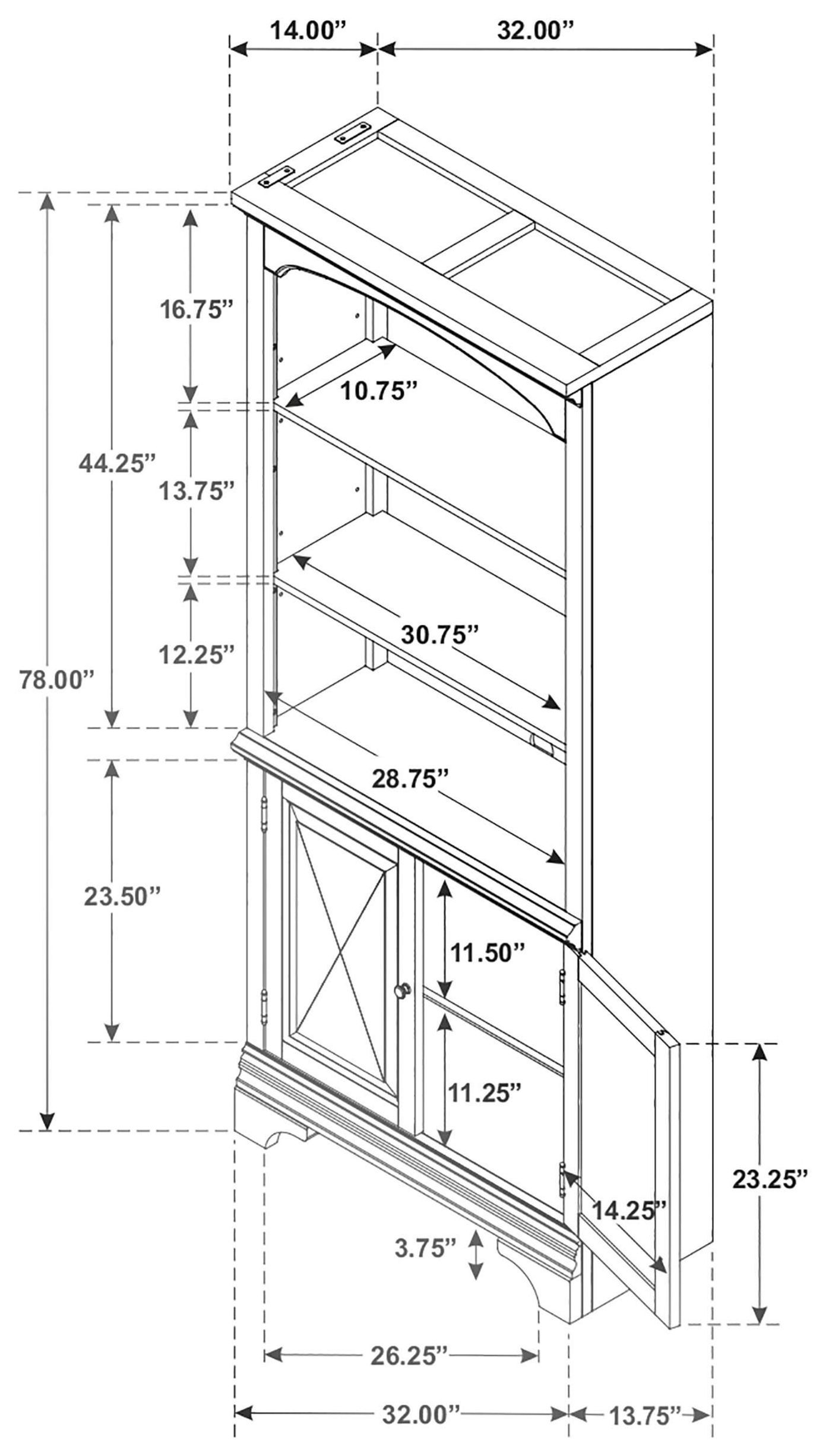 Hartshill Burnished Oak Bookcase With Cabinet
