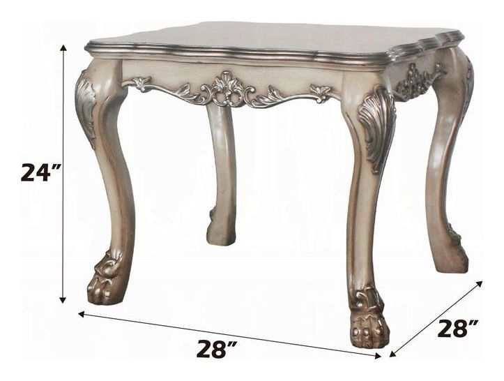 Dresden Vintage Bone White Square End Table