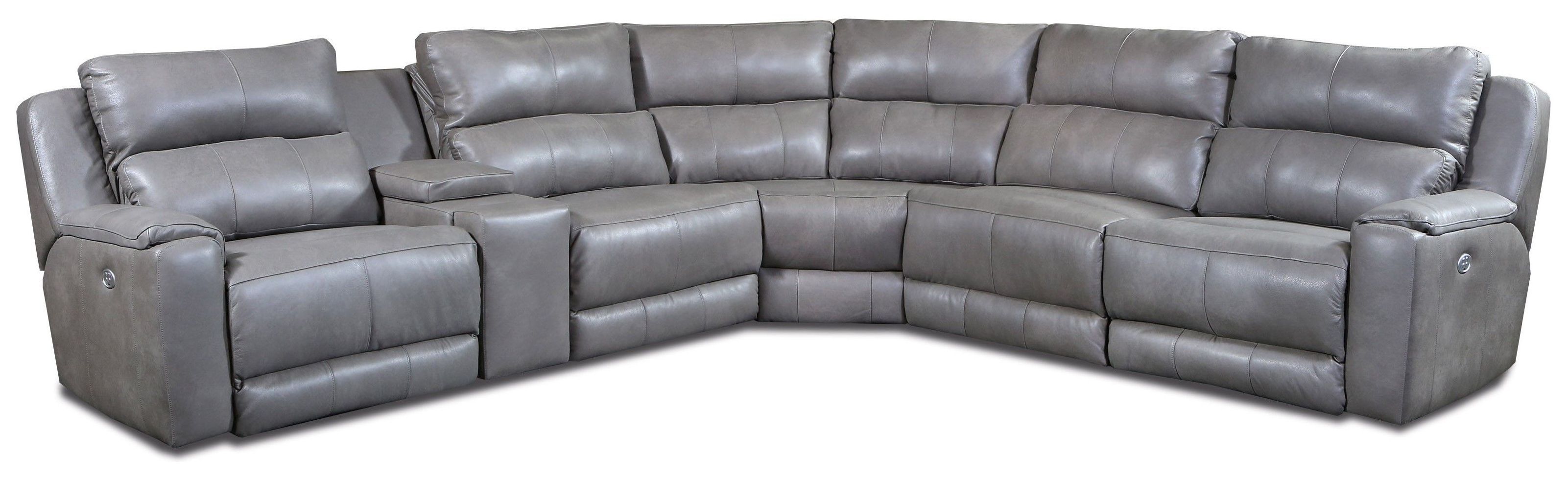 Dazzle Cobblestone Leather 6 Piece Modular Power Reclining