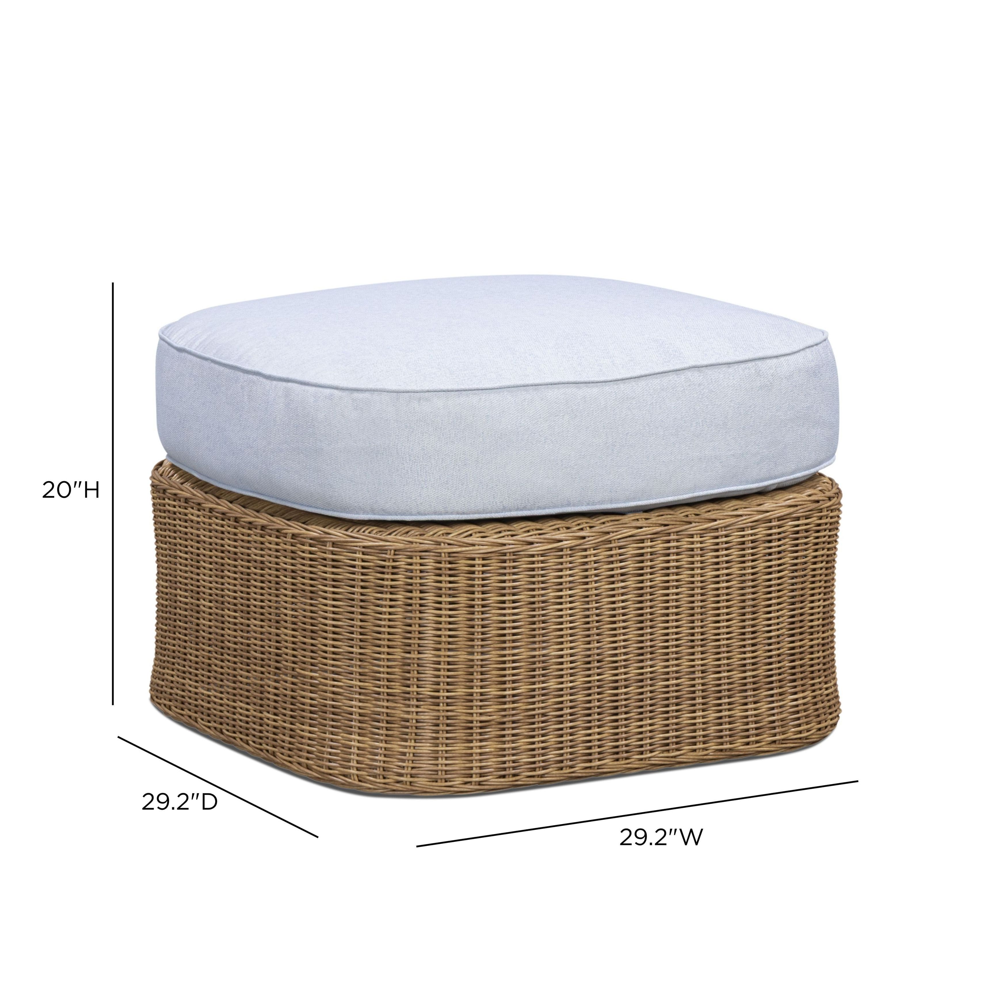 Axel Blue Performance Fabric Upholstered Outdoor Square Ottoman