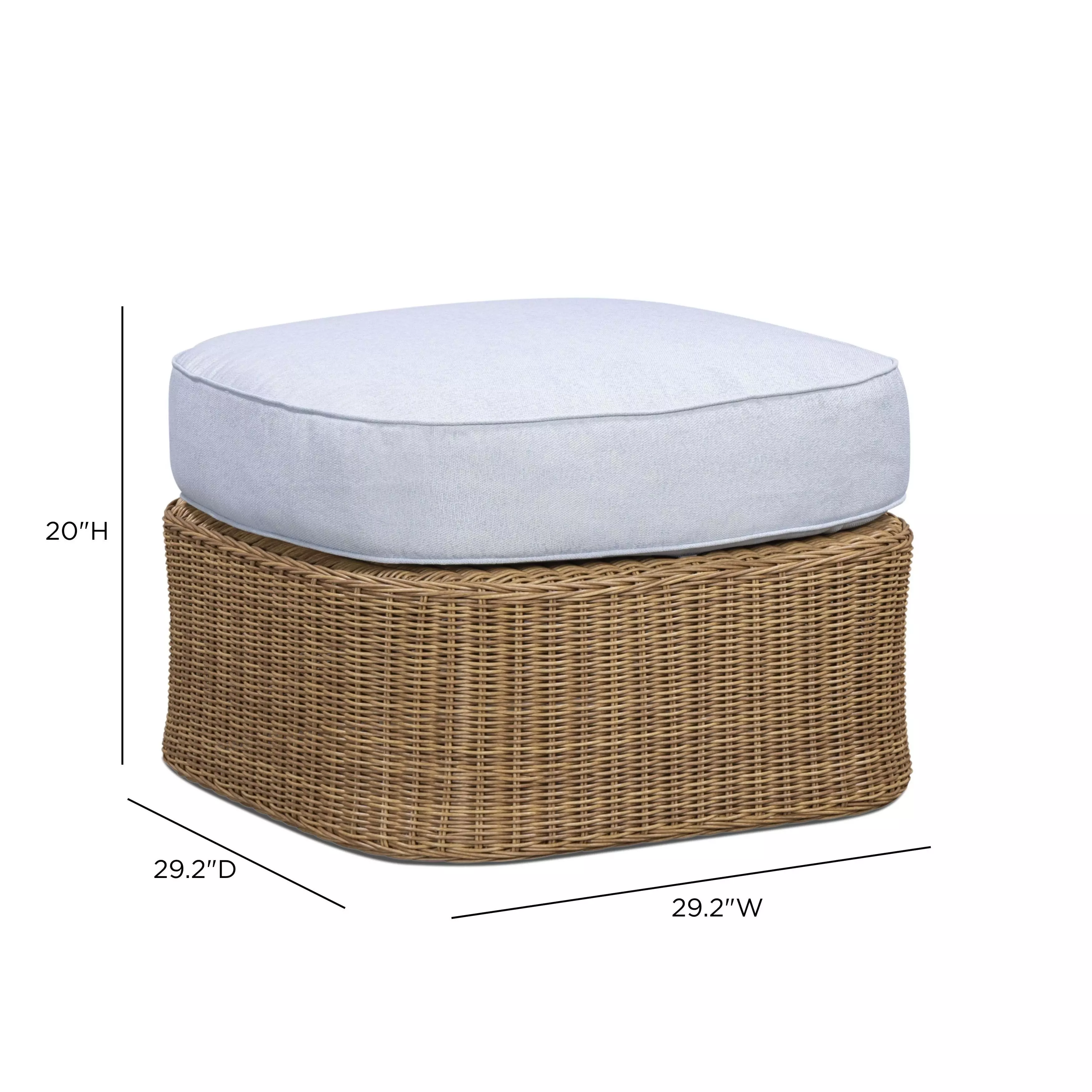 Axel Blue Performance Fabric Upholstered Outdoor Square Ottoman