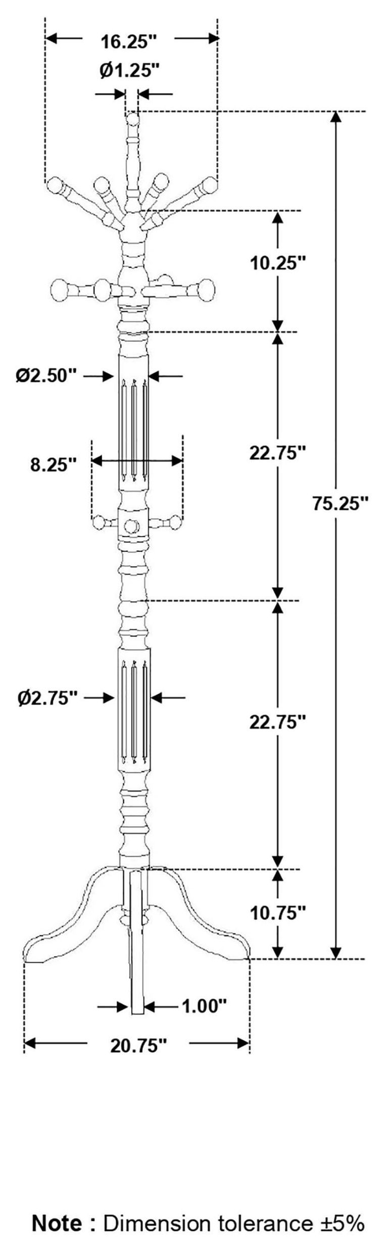 Achelle Tobacco 11 Hooks Coat Rack