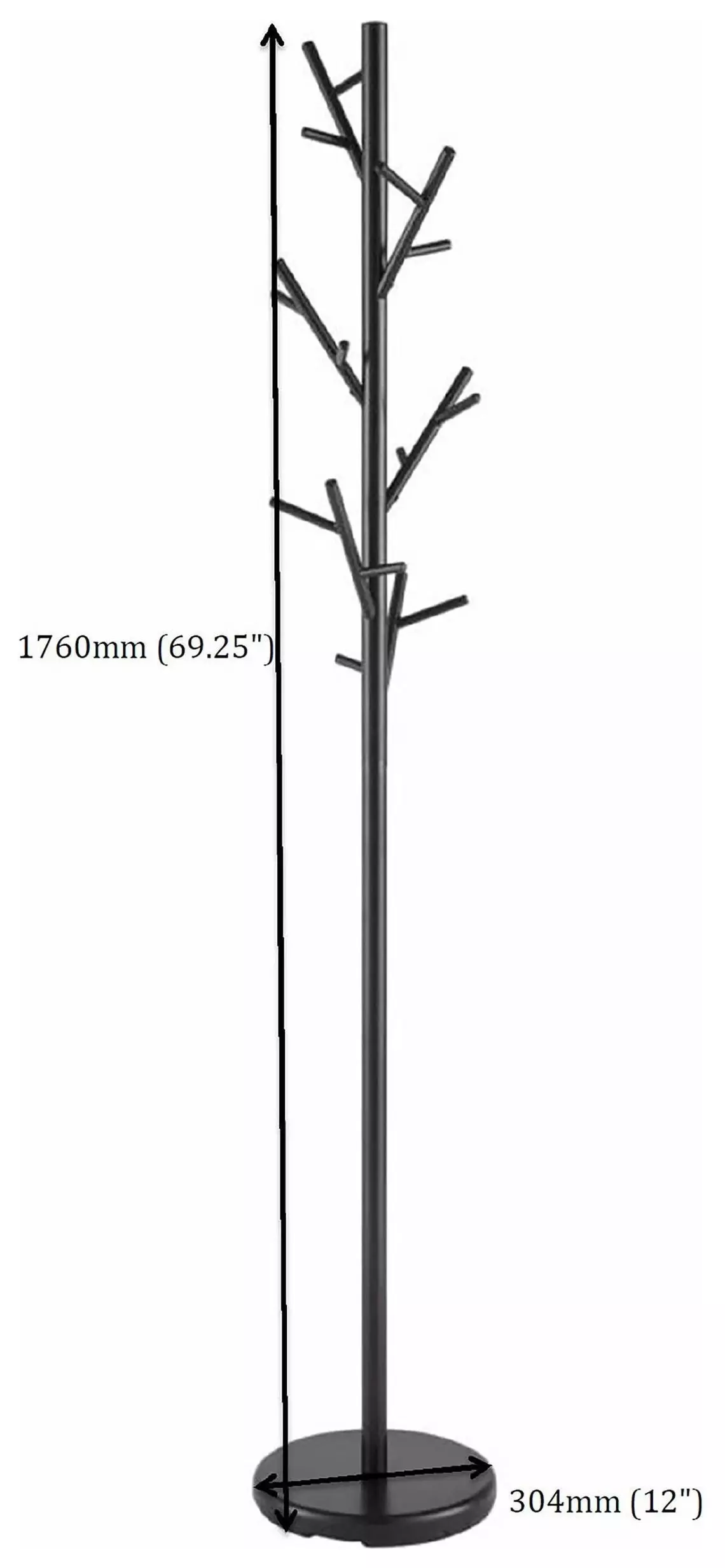Clover Black 12 Hooks Coat Rack
