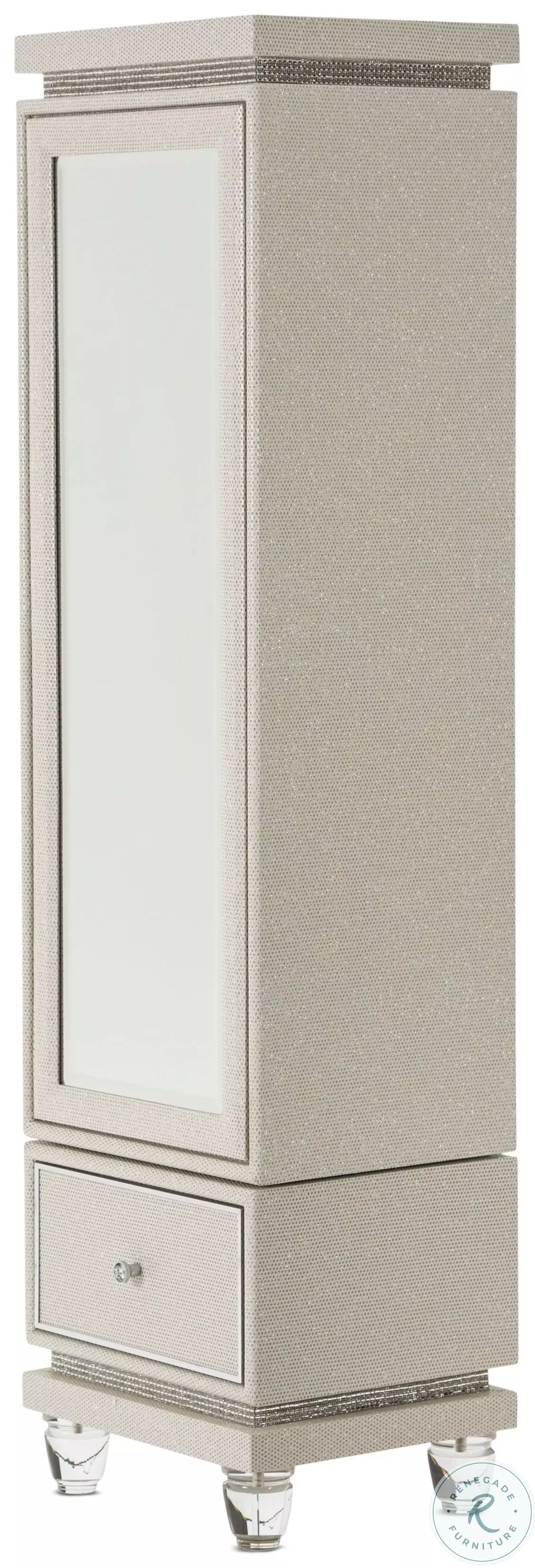 Glimmering Heights Ivory Upholstered Swivel Lingerie Chest