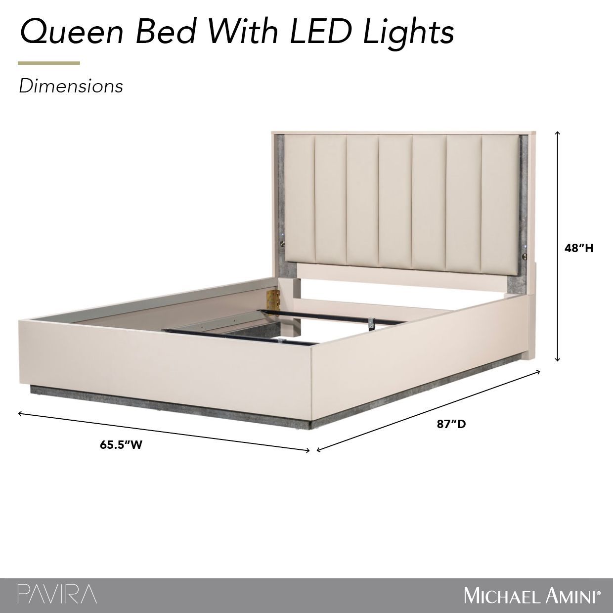 Pavira Stone and Taupe Queen Upholstered Platform Bed with LED
