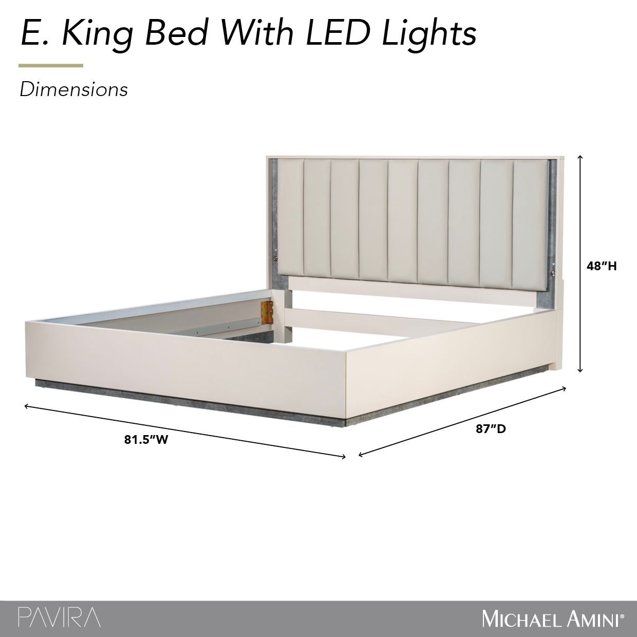 Pavira Stone and Taupe King Upholstered Platform Bed with LED
