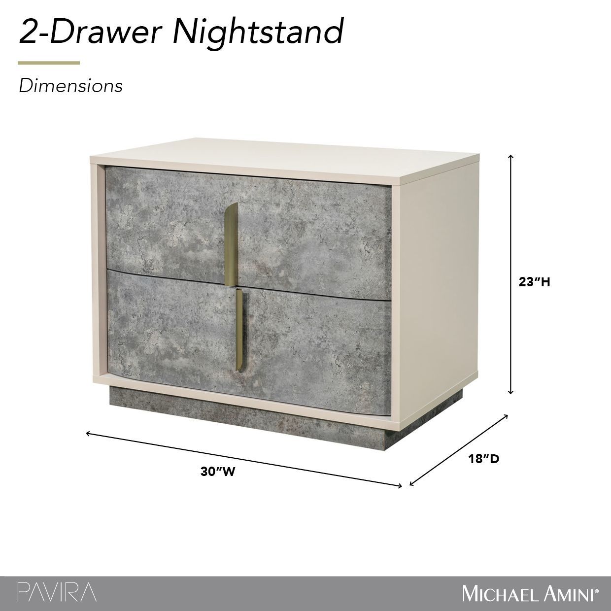 Pavira Stone 2 Drawer Nightstand with LED