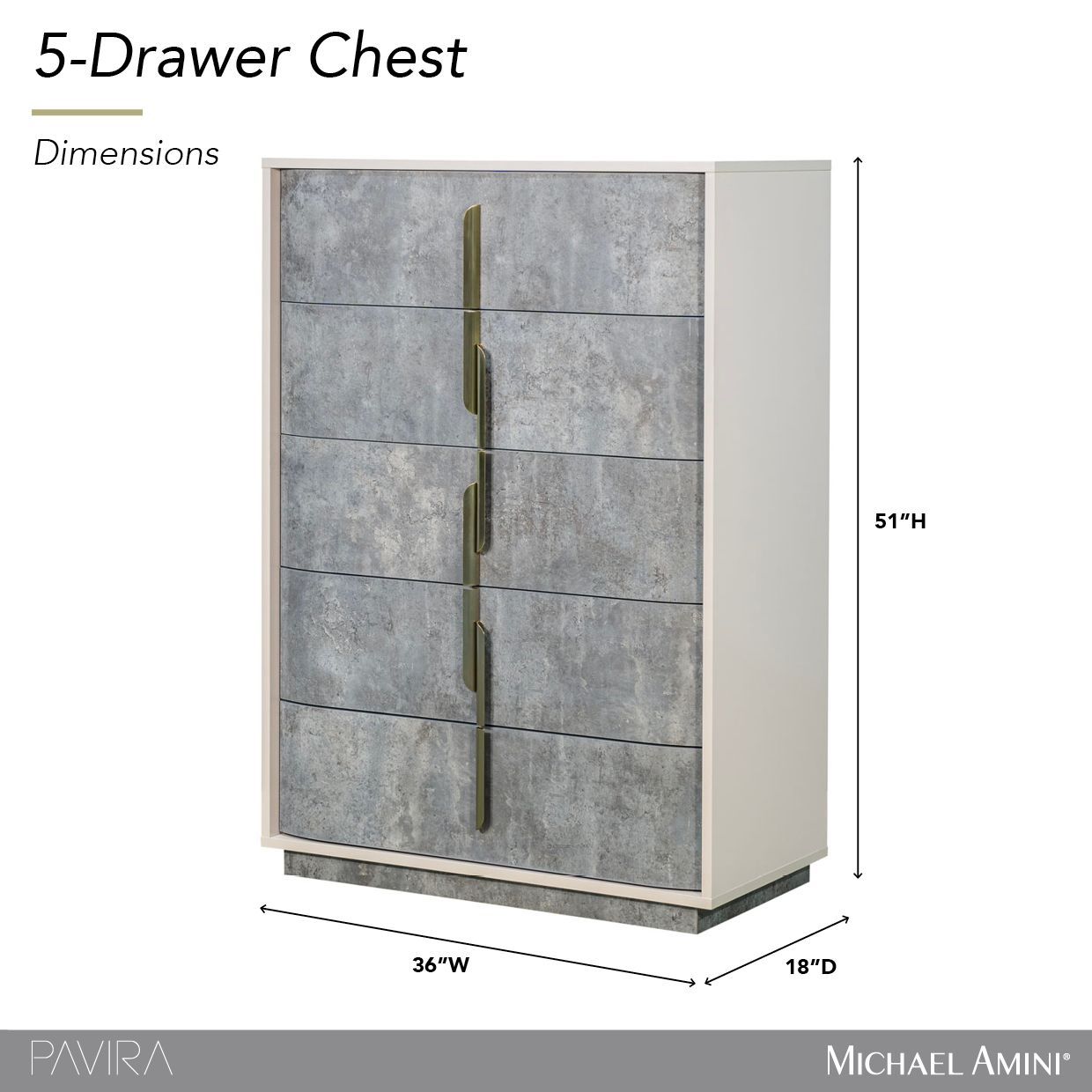 Pavira Stone 5 Drawer Chest with LED