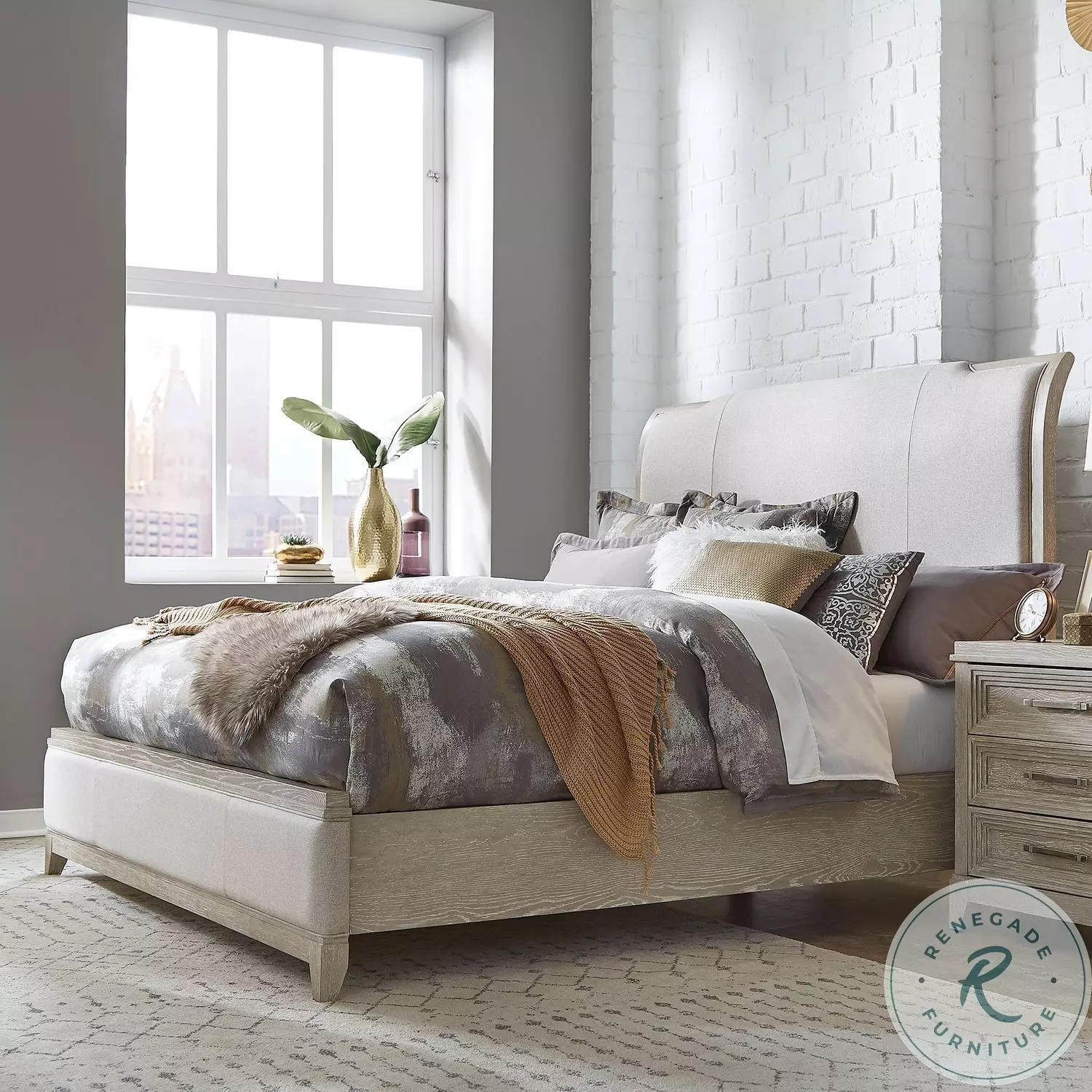 Ellesmere 6 Piece Sleigh Bedroom - Champagne