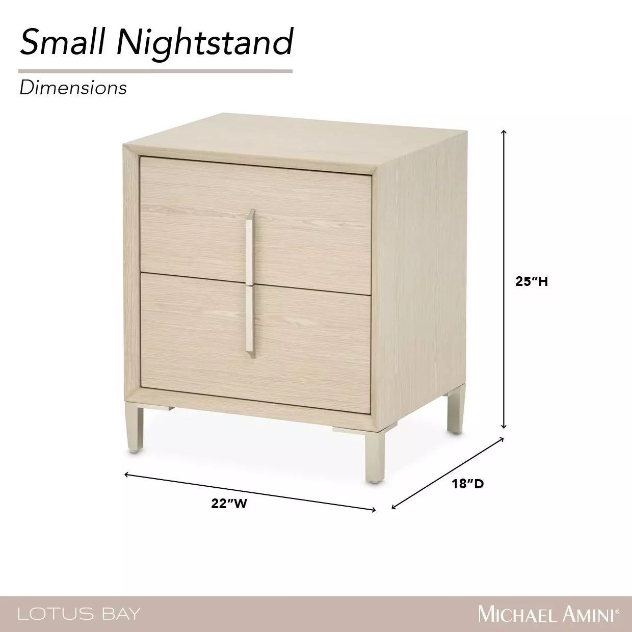 Lotus Bay Sand 2 Drawer Small Nightstand