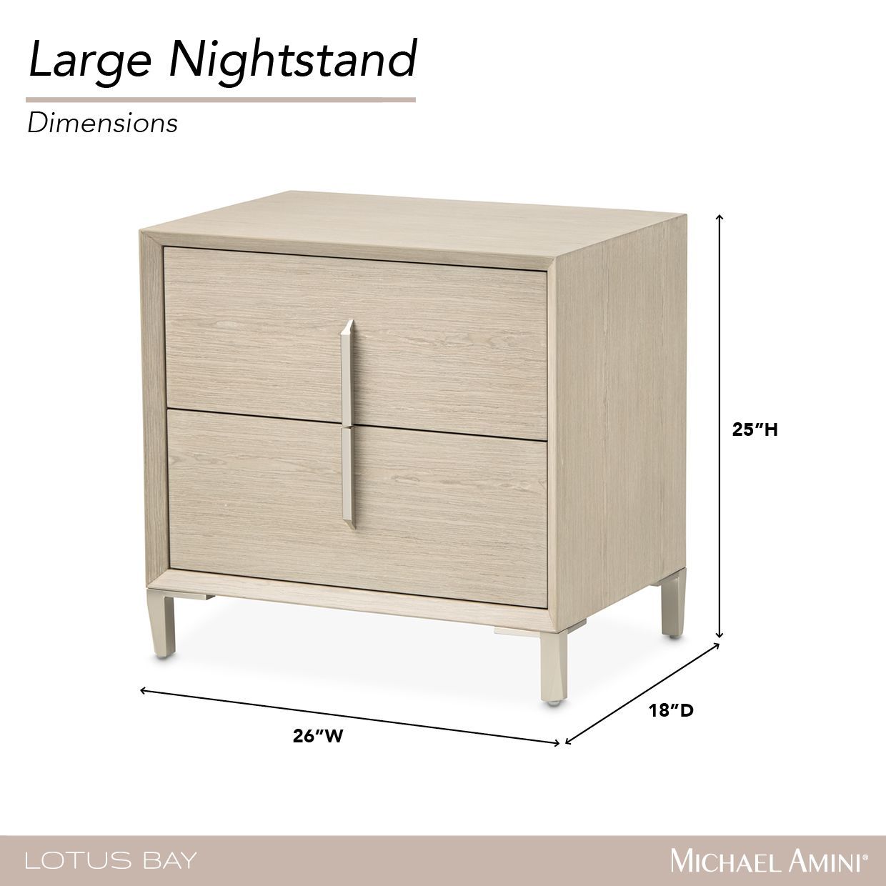 Lotus Bay Sand 2 Drawer Large Nightstand