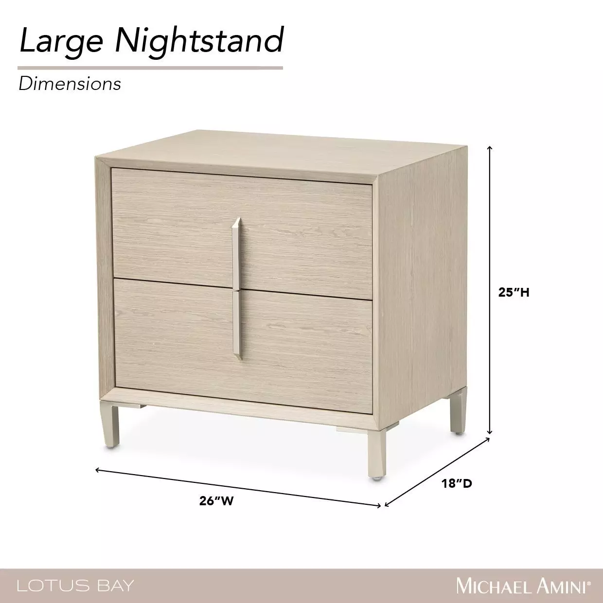 Lotus Bay Sand 2 Drawer Large Nightstand